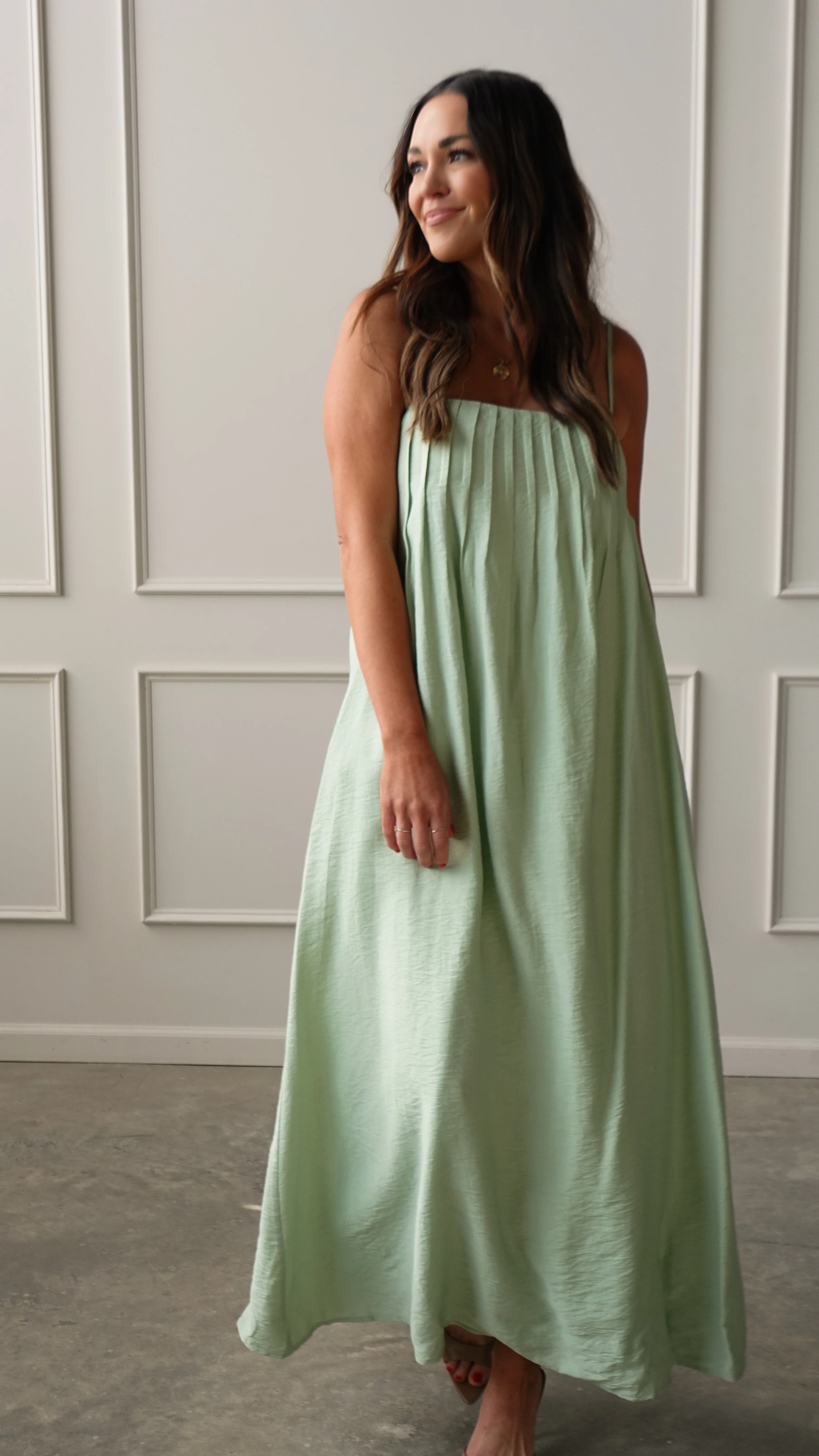 Mint Pleated Maxi Dress - Image 7