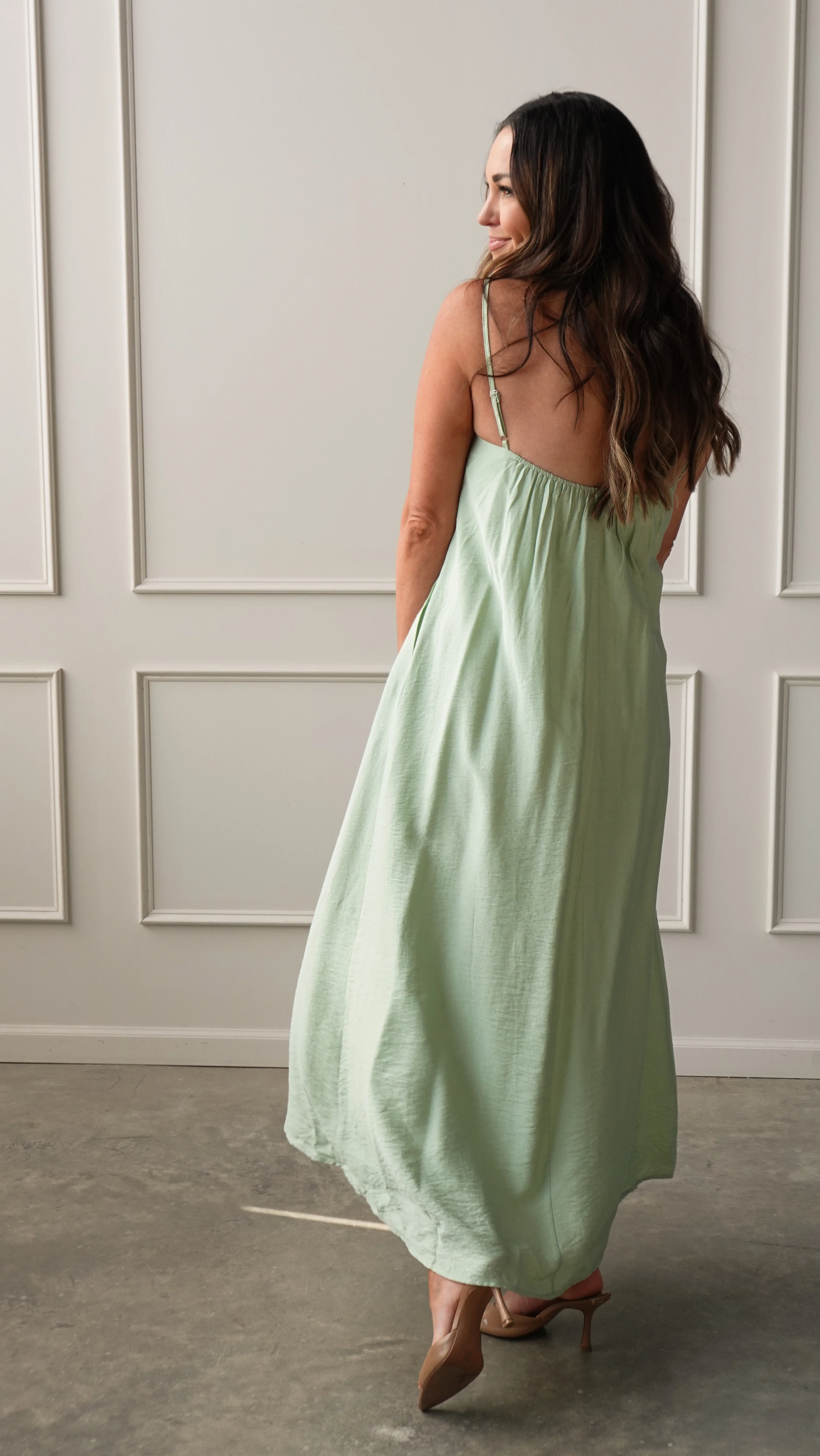 Mint Pleated Maxi Dress - Image 8