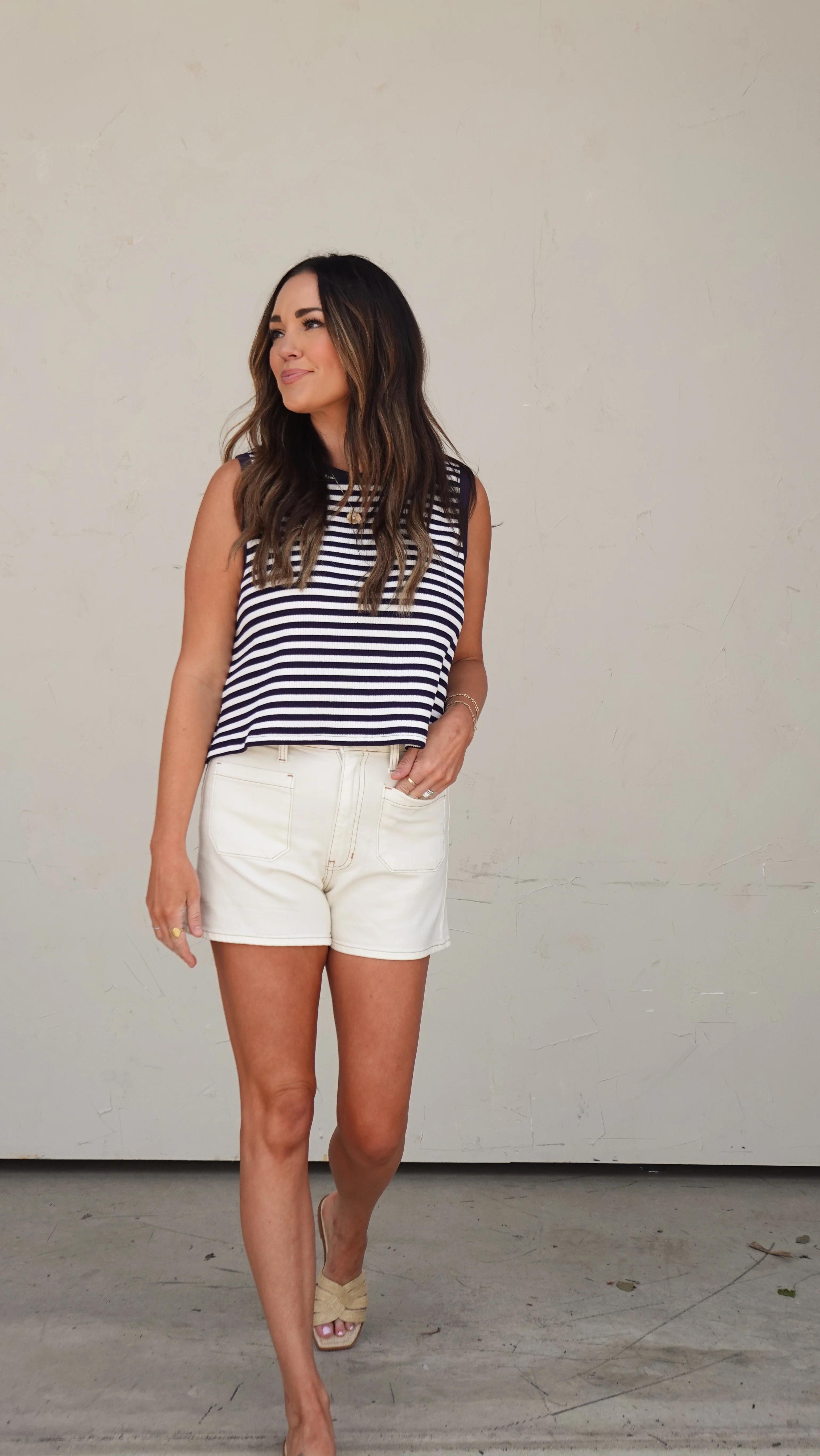 Navy Striped Sleeveless Top - Image 5