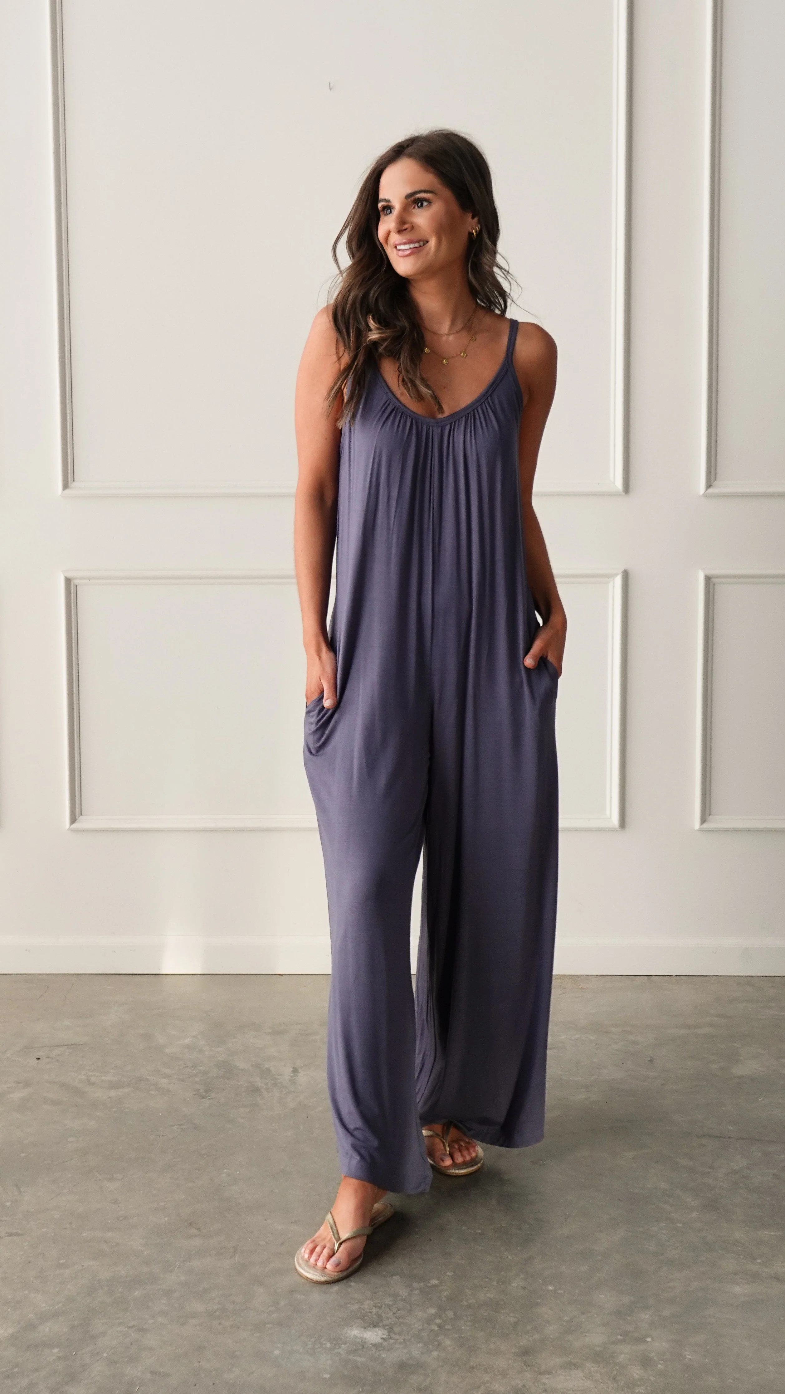 Navy Wide Leg Slouchy Jumpsuit - Image 4