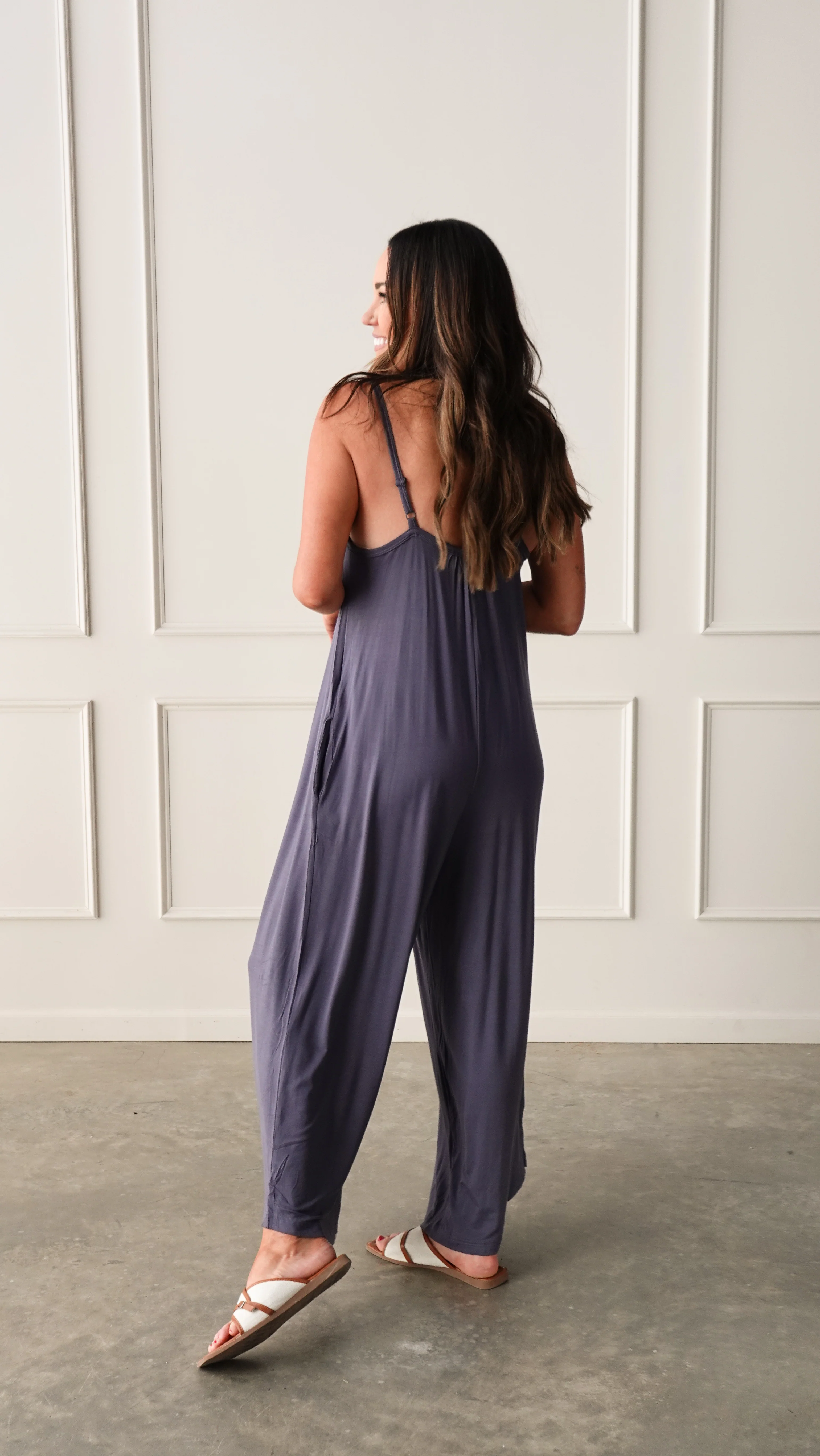 Navy Wide Leg Slouchy Jumpsuit - Image 8