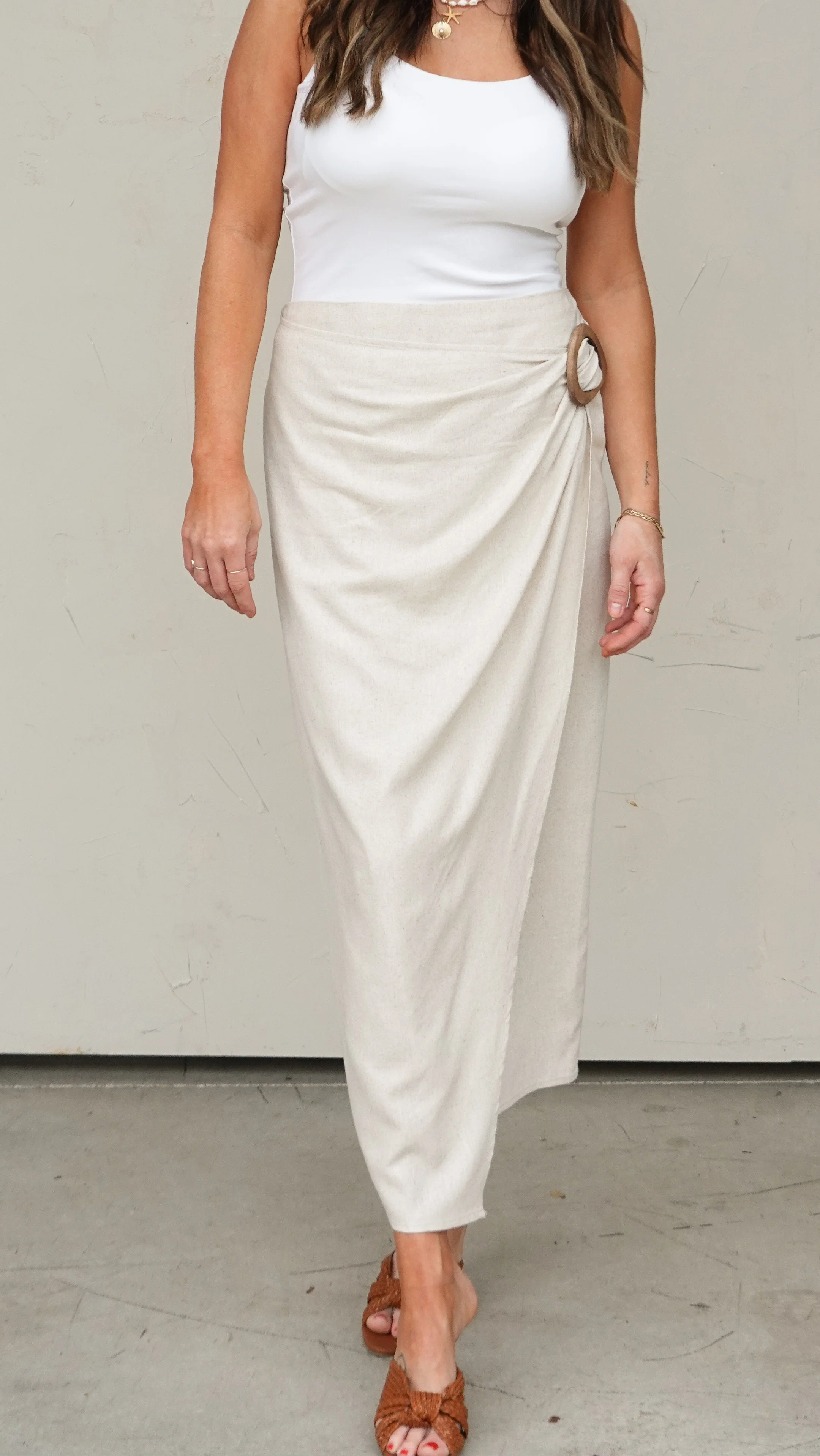 Oatmeal Wrap-Style Skirt - Image 5