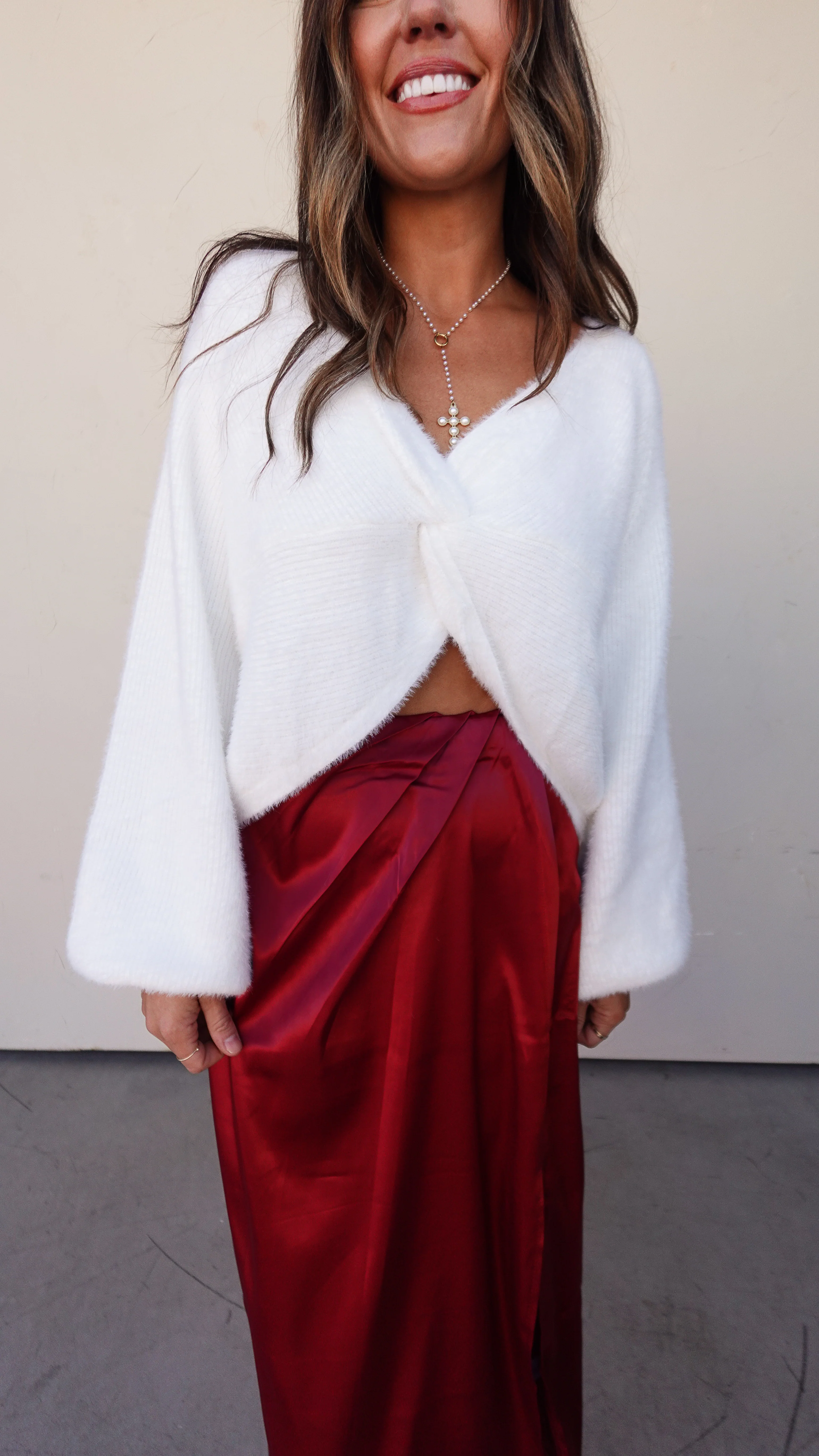 Off White Twist Front Sweater - Image 6