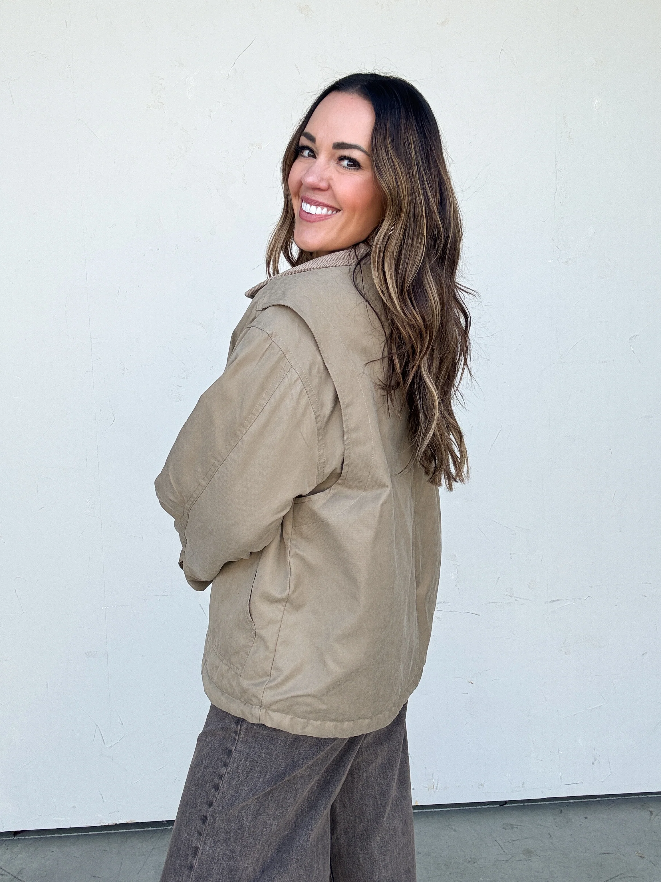 Olive Oversized Barn Jacket - Image 3