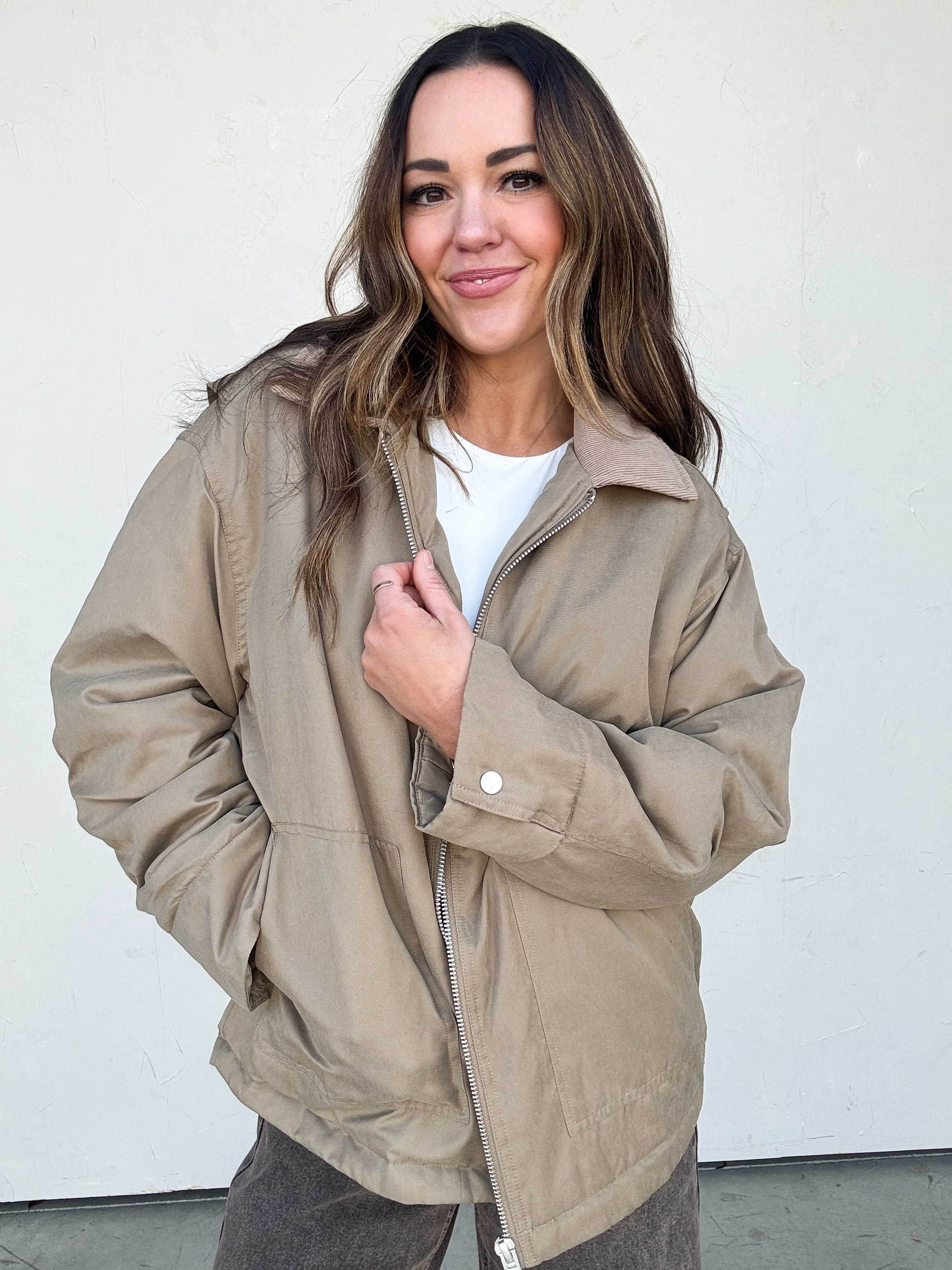 Olive Oversized Barn Jacket - Image 4