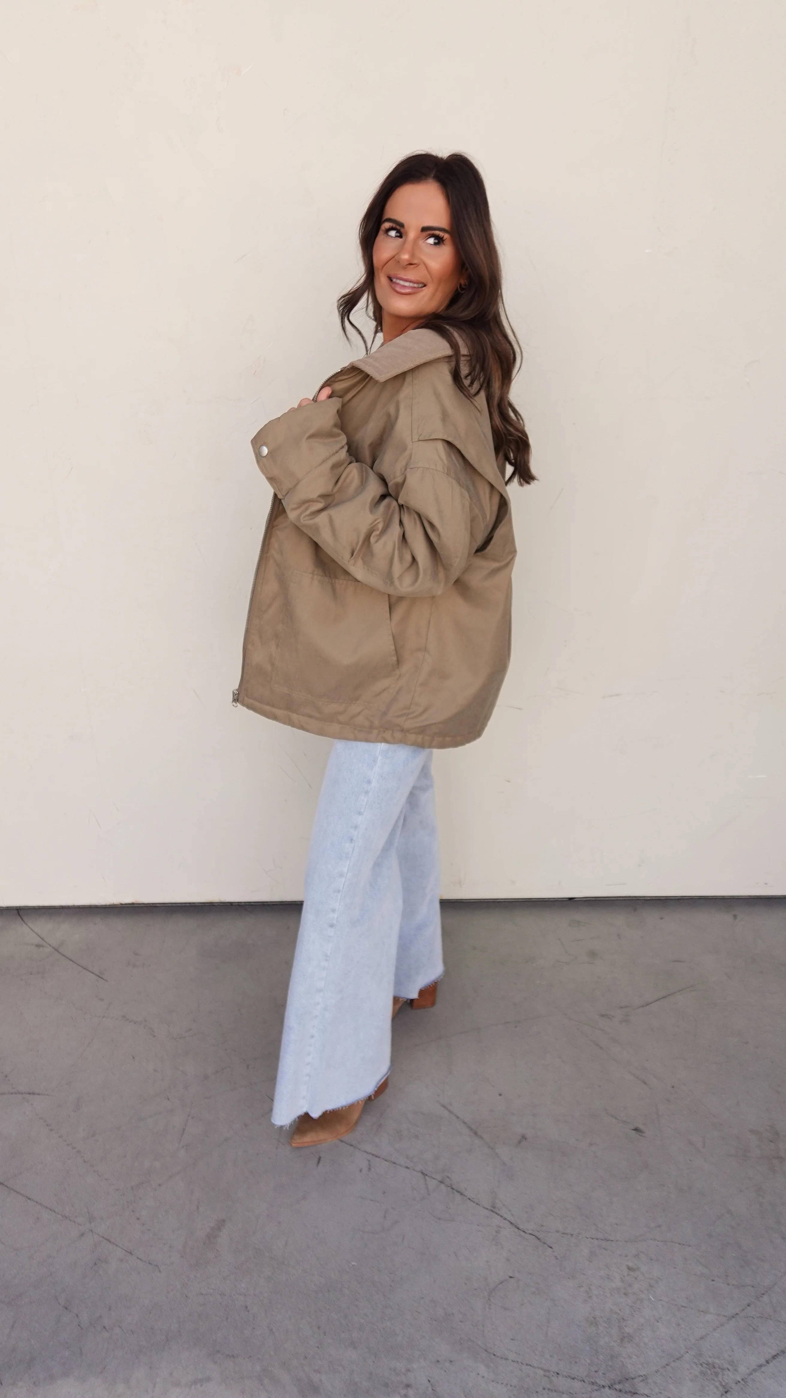 Olive Oversized Barn Jacket - Image 8