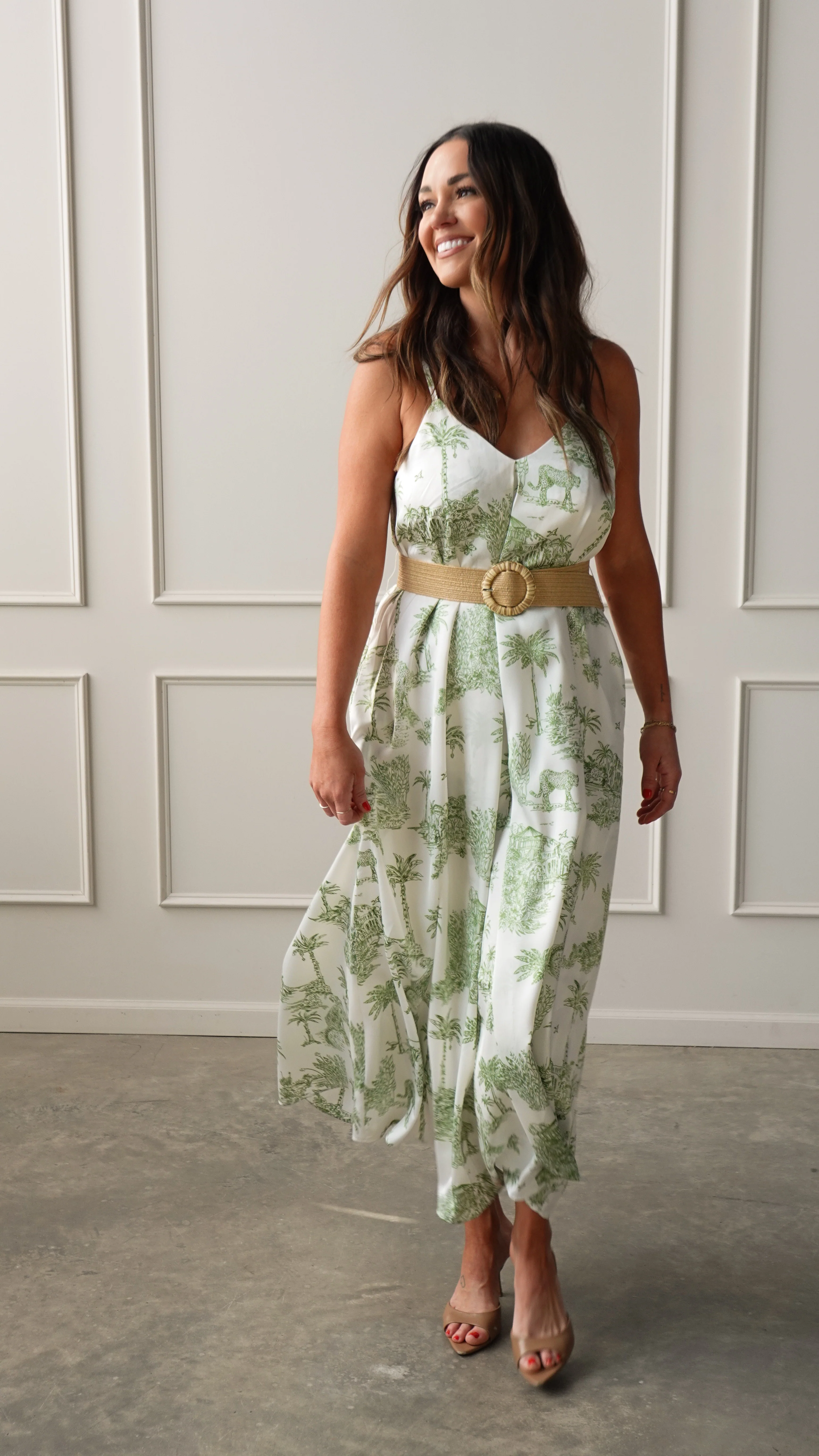 Palm Green Belted Dress - Image 3