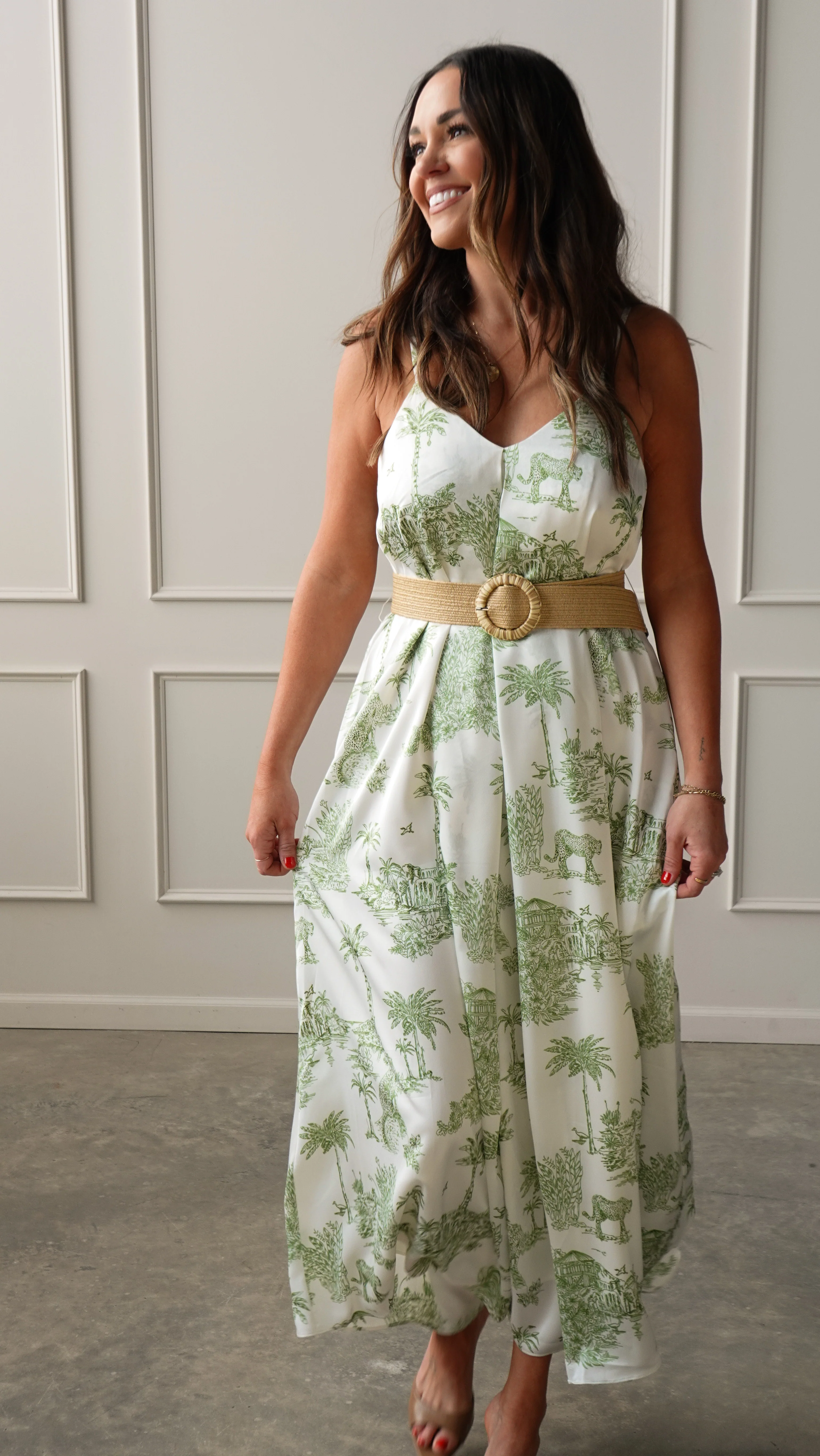 Palm Green Belted Dress - Image 4