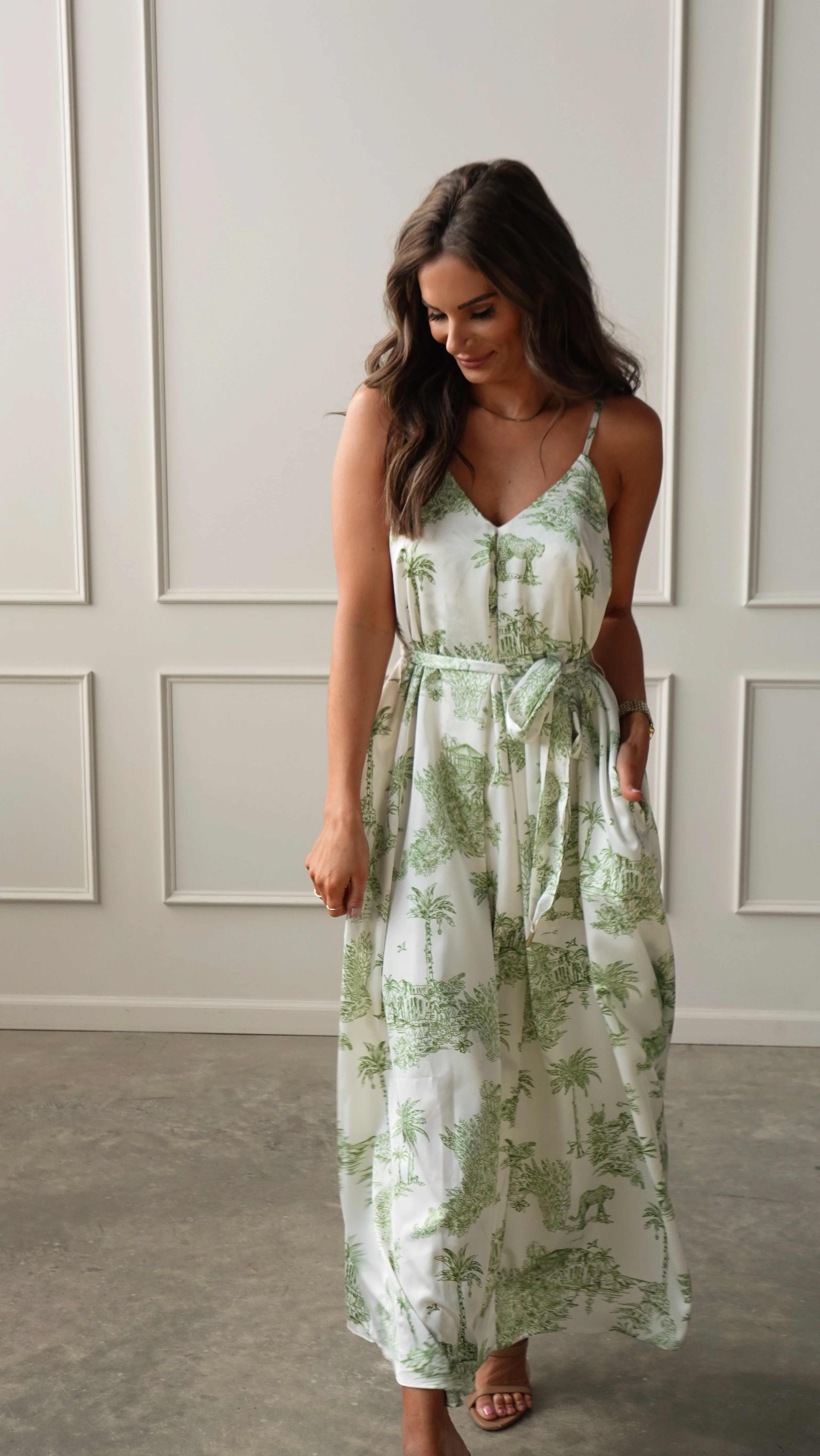 Palm Green Belted Dress - Image 6