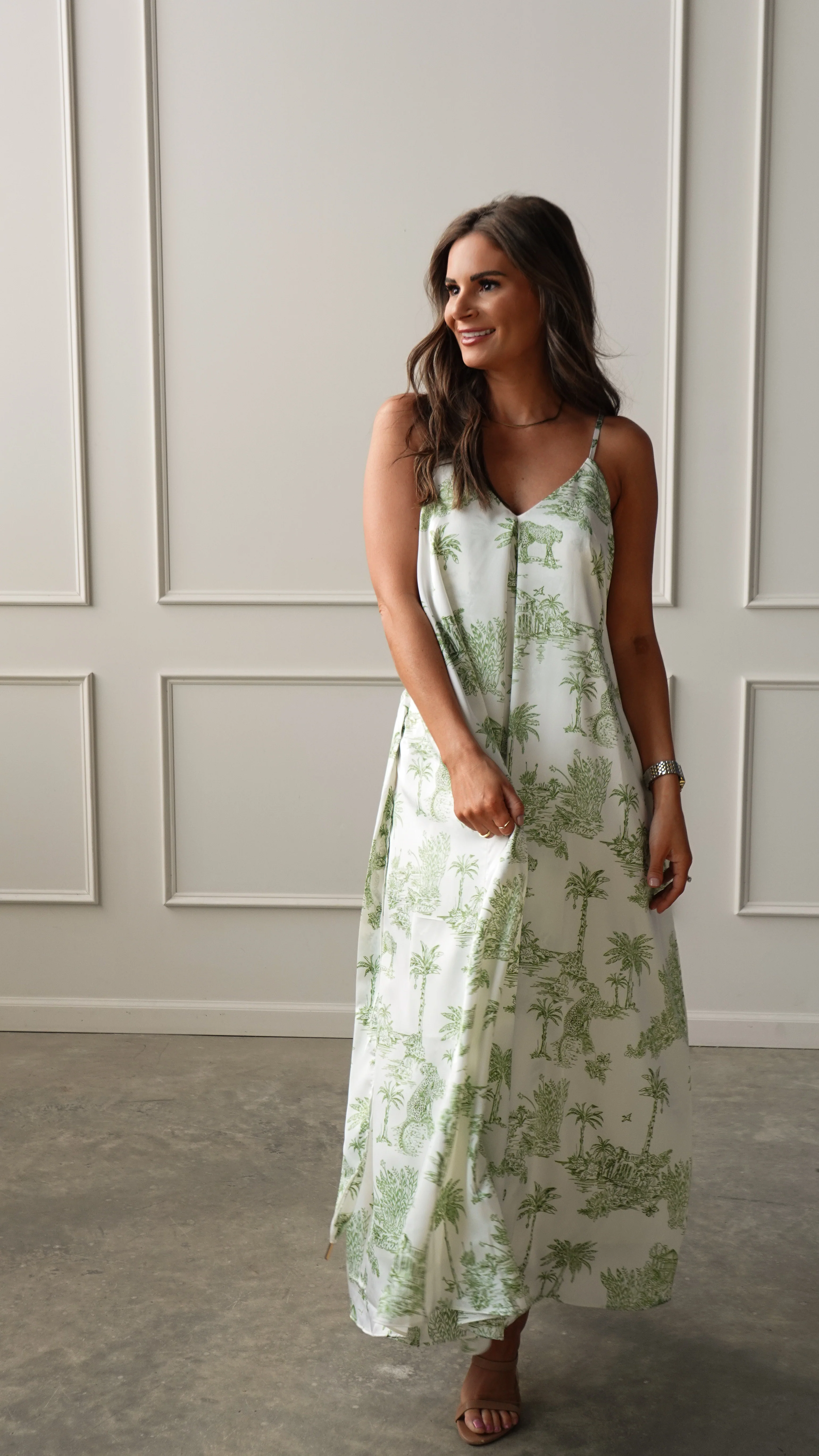 Palm Green Belted Dress - Image 7