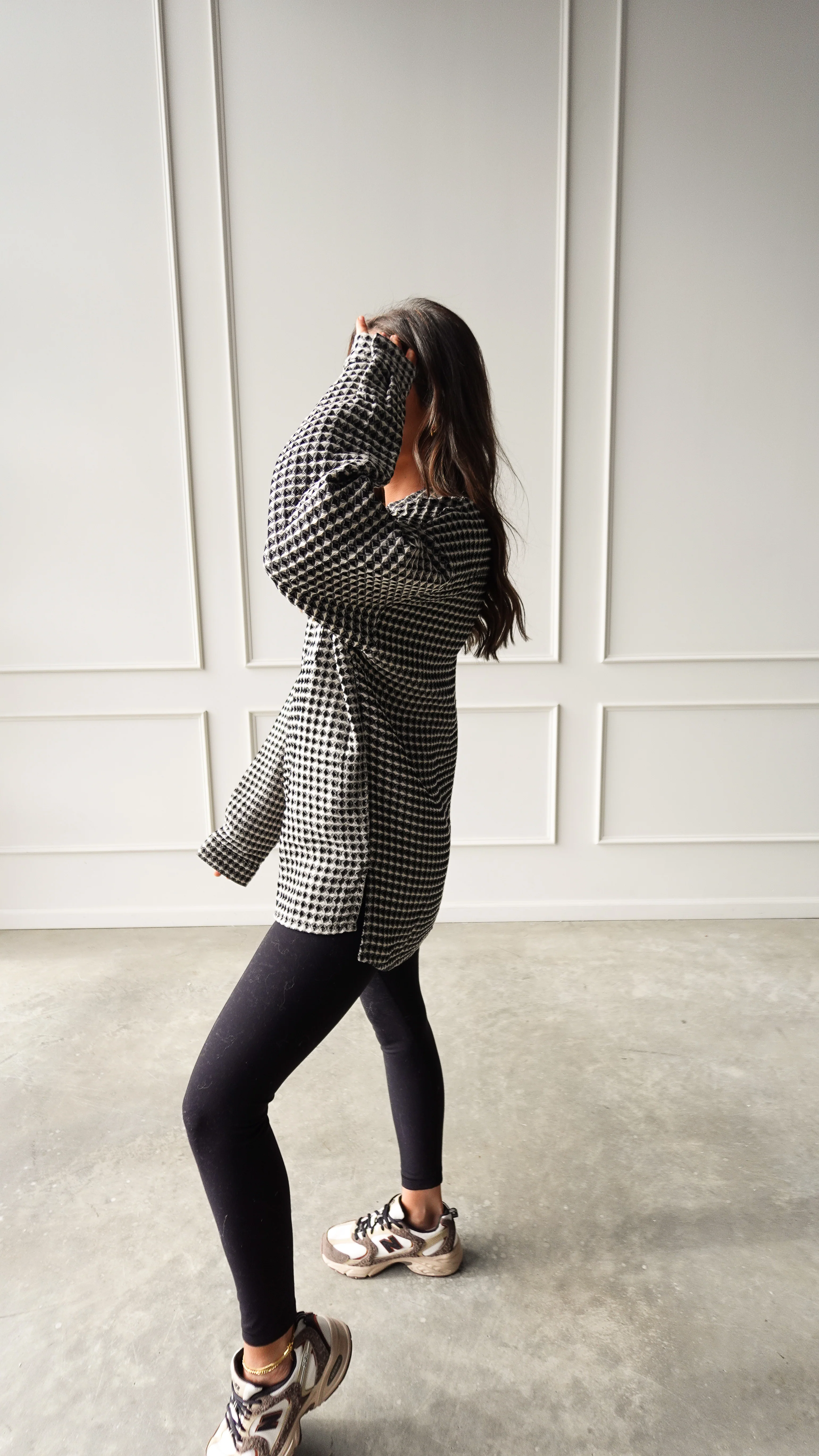 Patterned Waffle Textured Oversized Shacket - Image 3