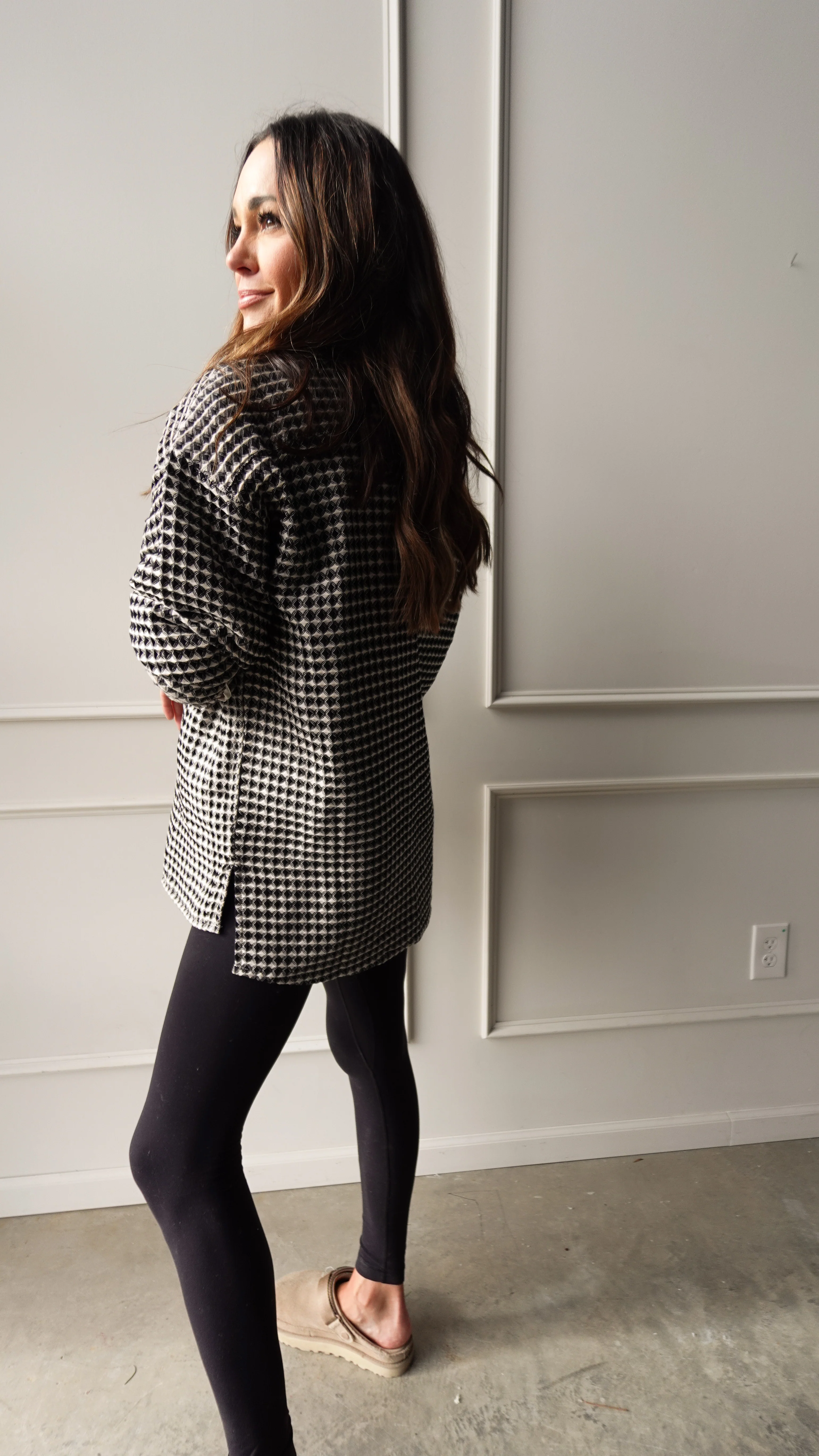 Patterned Waffle Textured Oversized Shacket - Image 6
