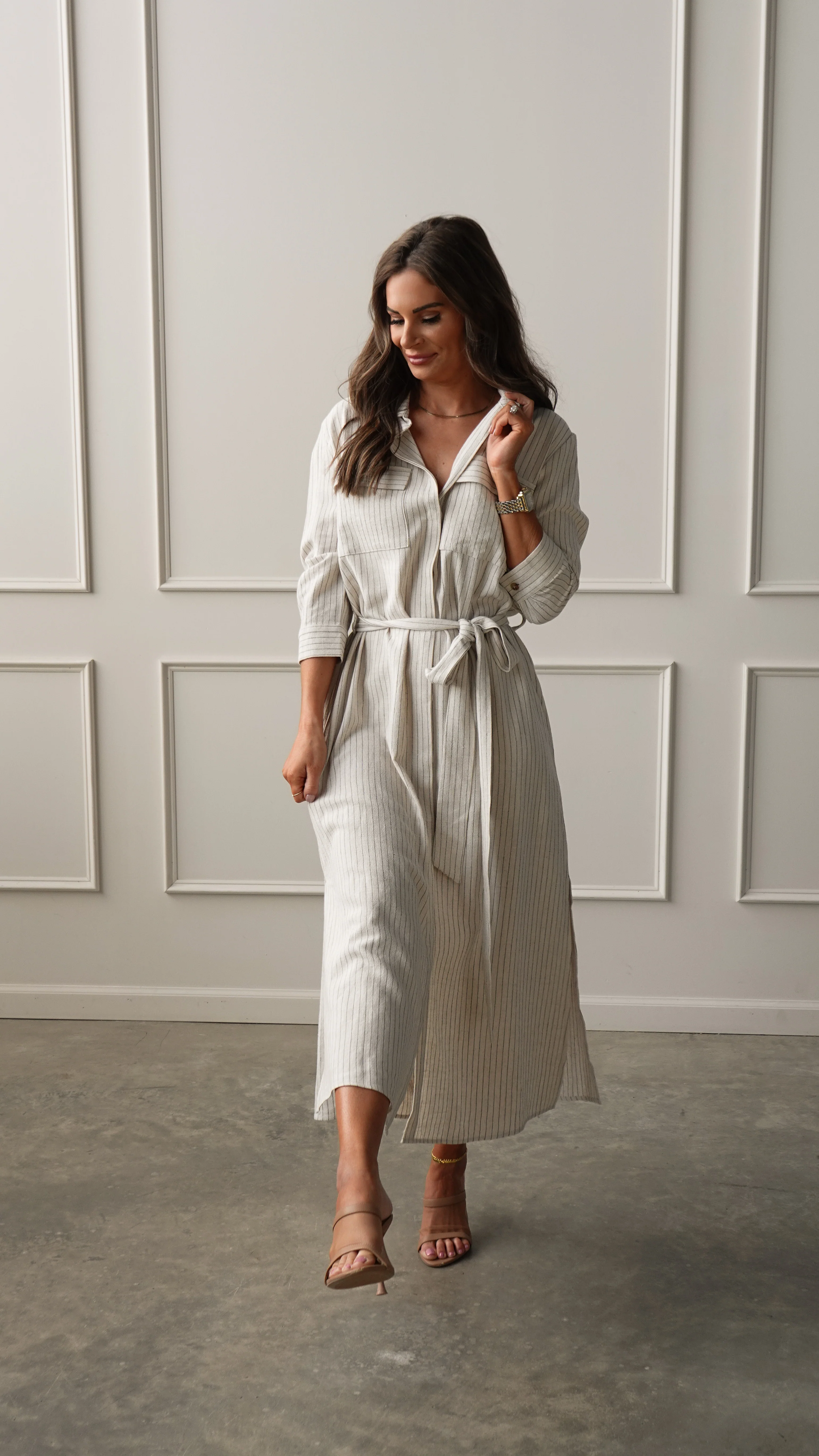 Pinstripe Woven Shirt Dress - Image 4
