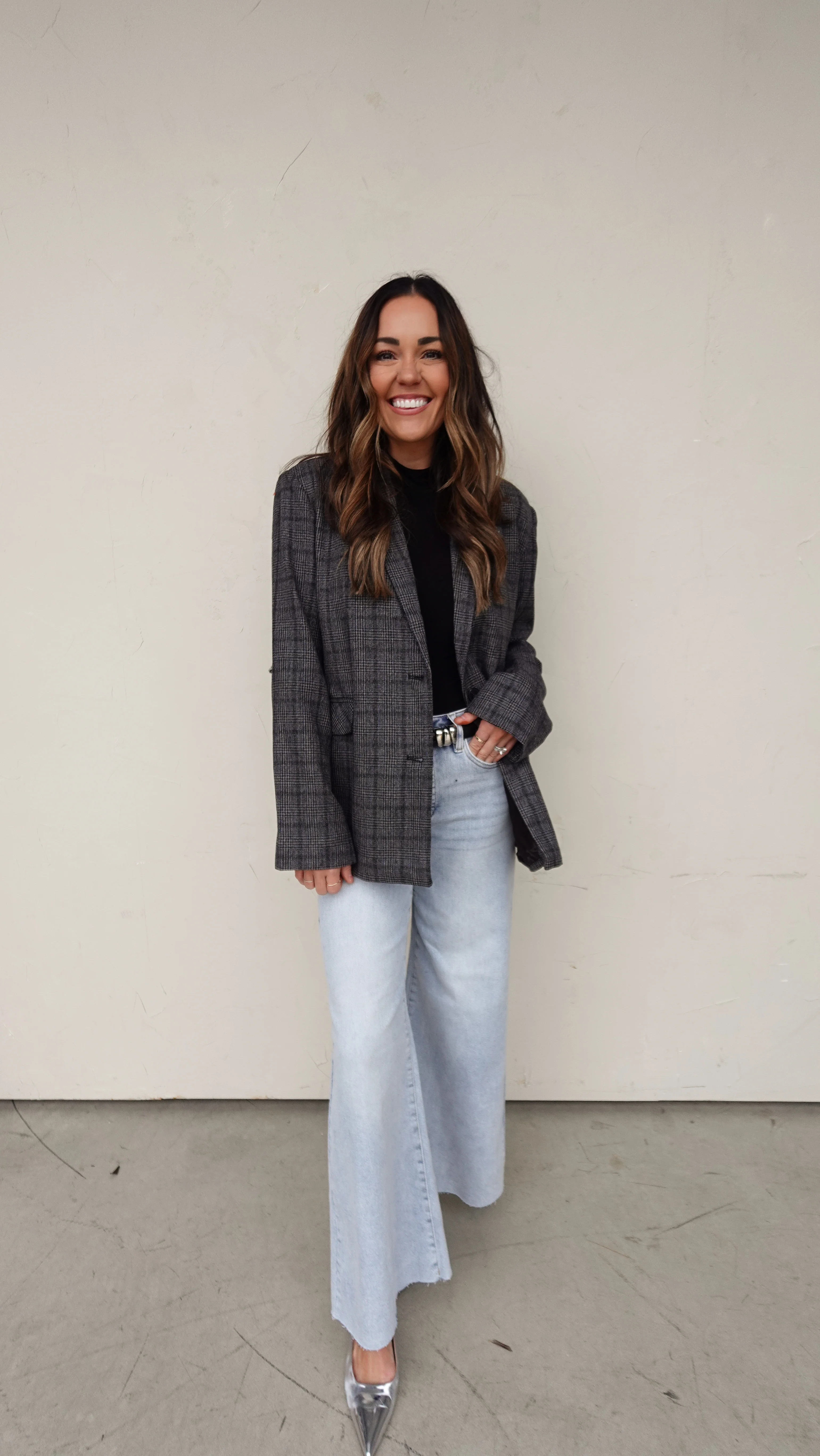 Plaid Blazer - Charcoal - Image 4