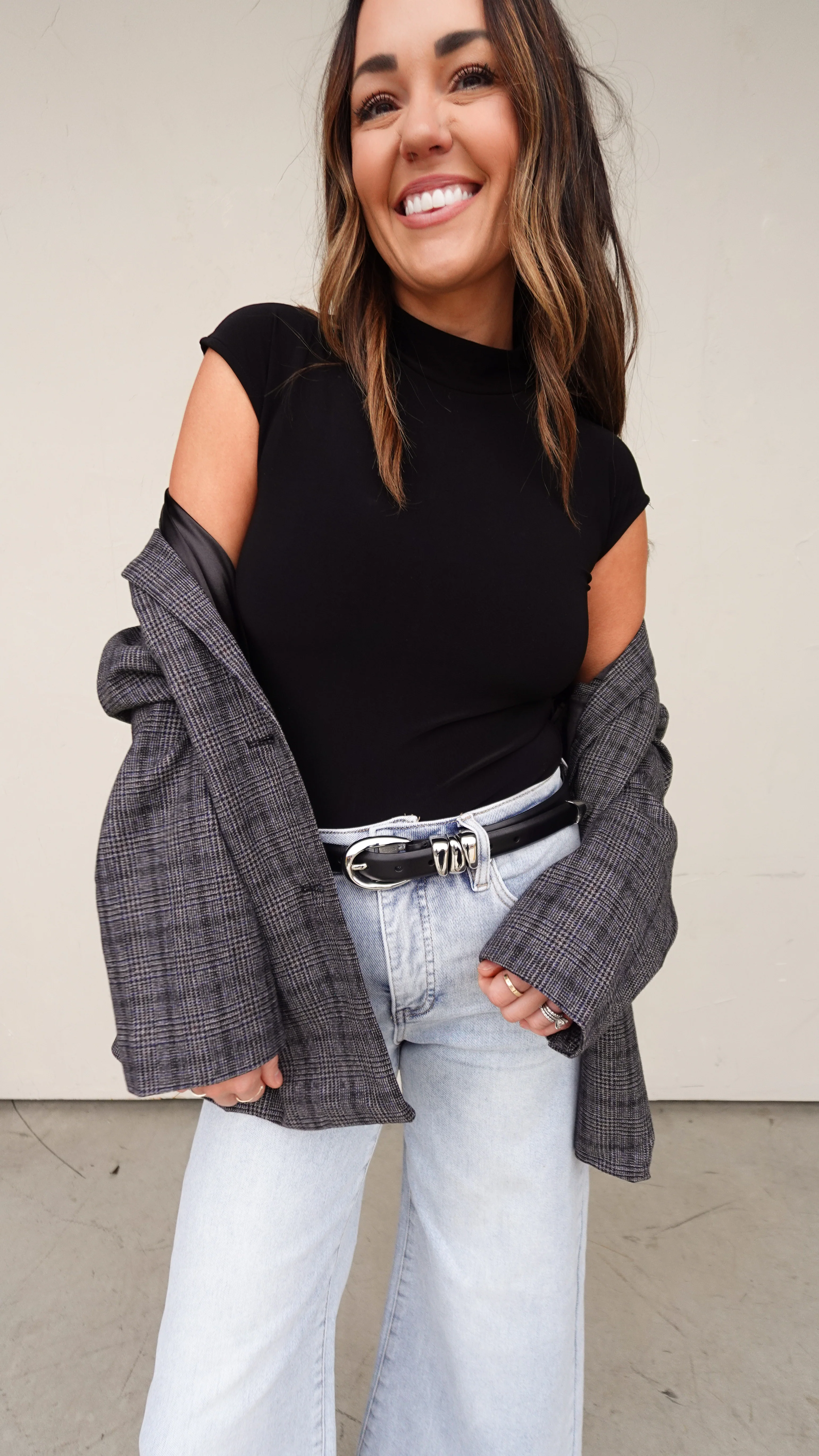 Plaid Blazer - Charcoal - Image 6