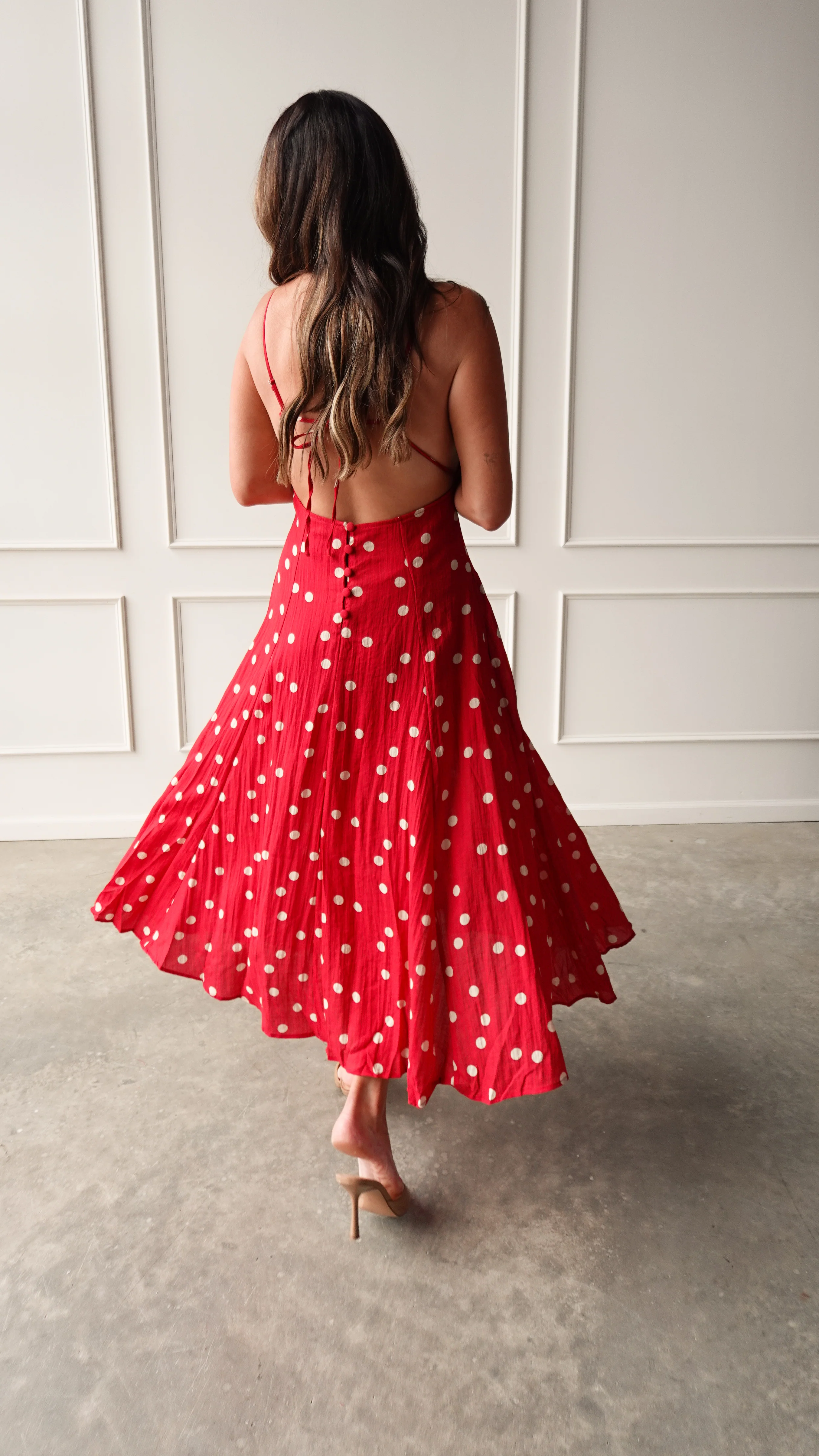 Red Polka Dot Linen Dress - Image 3