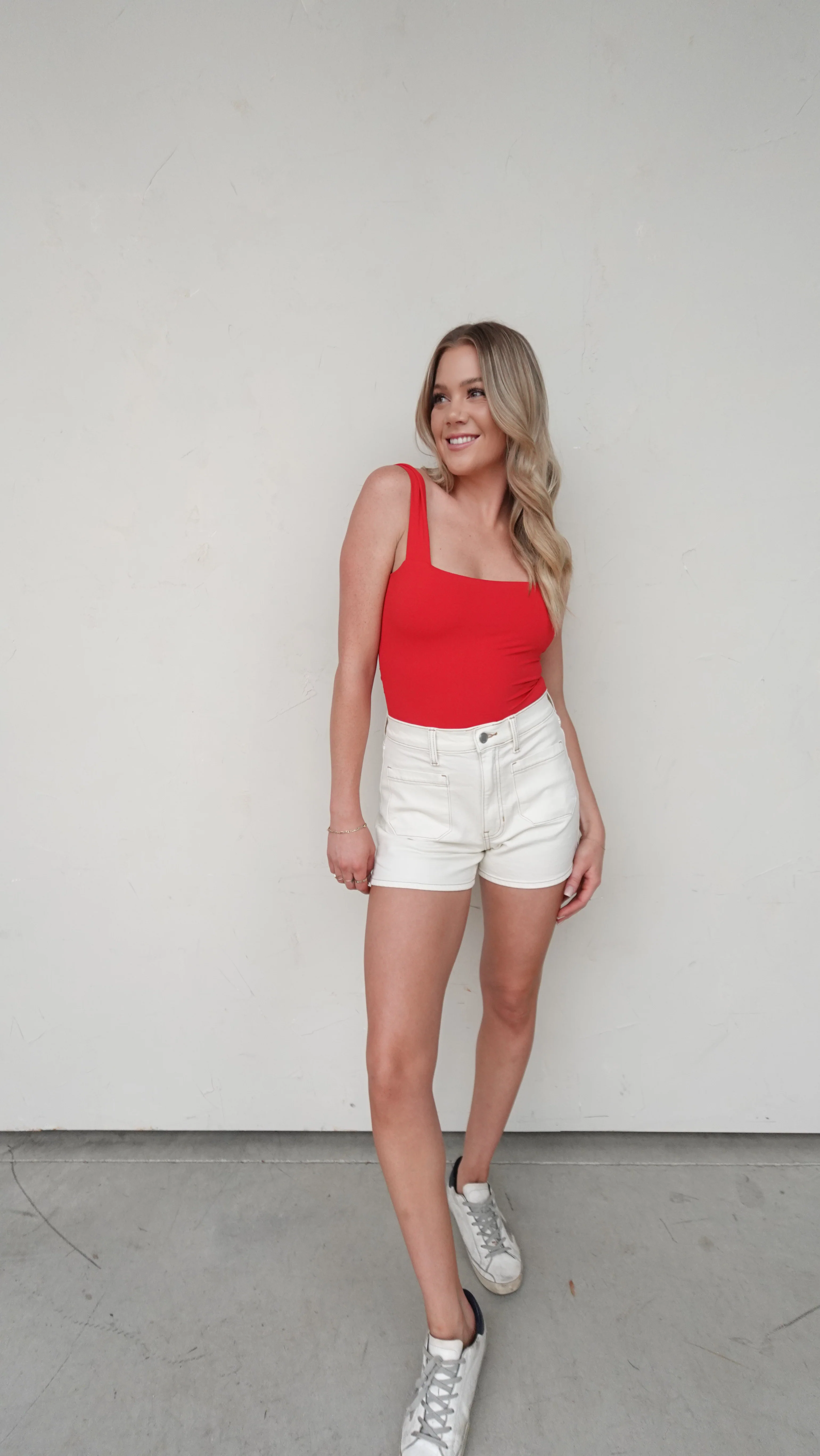 Red Square Neck Tie-Back Bodysuit - Image 10