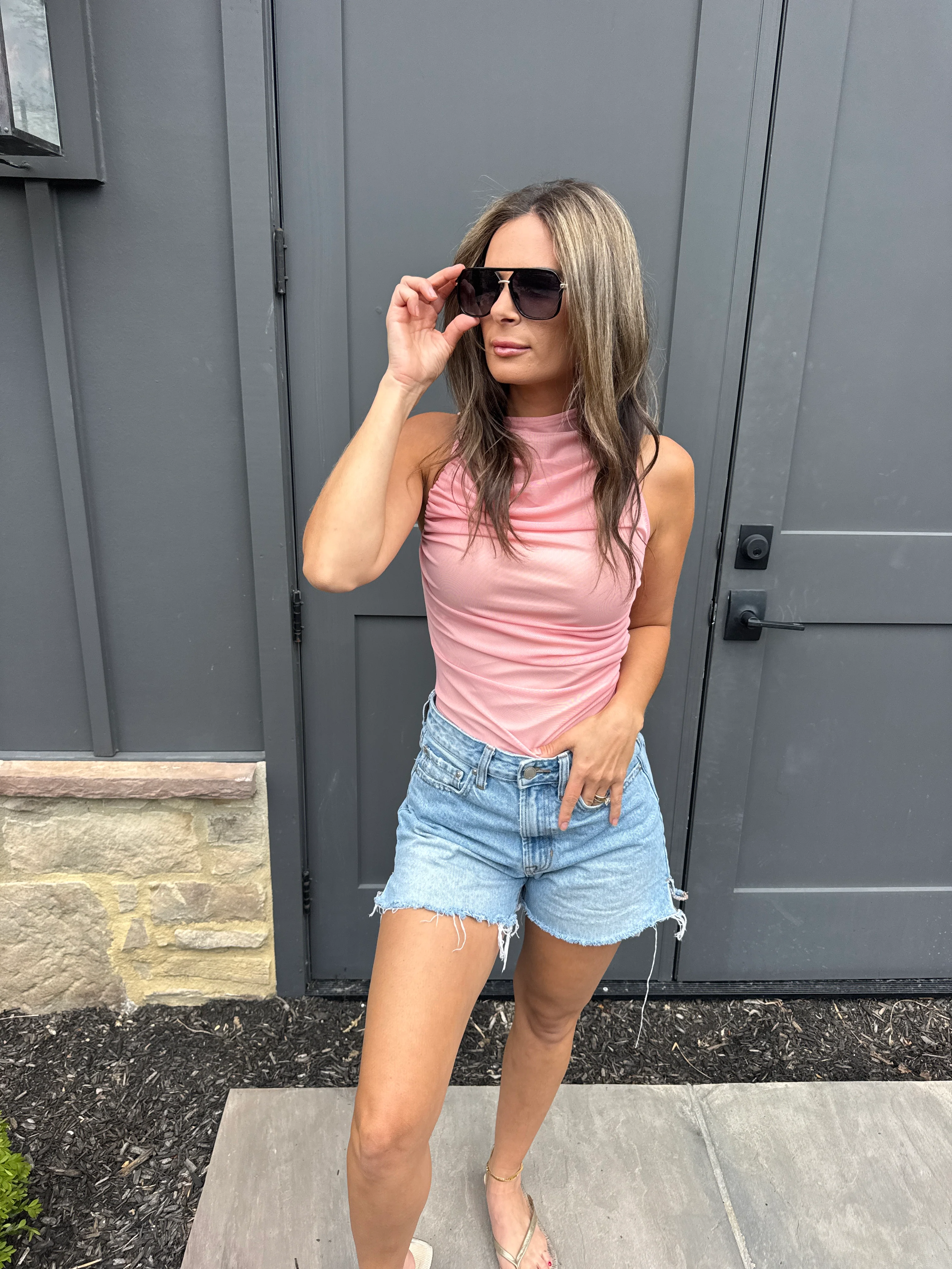 Rose Pink Mesh Tank Top - Image 10