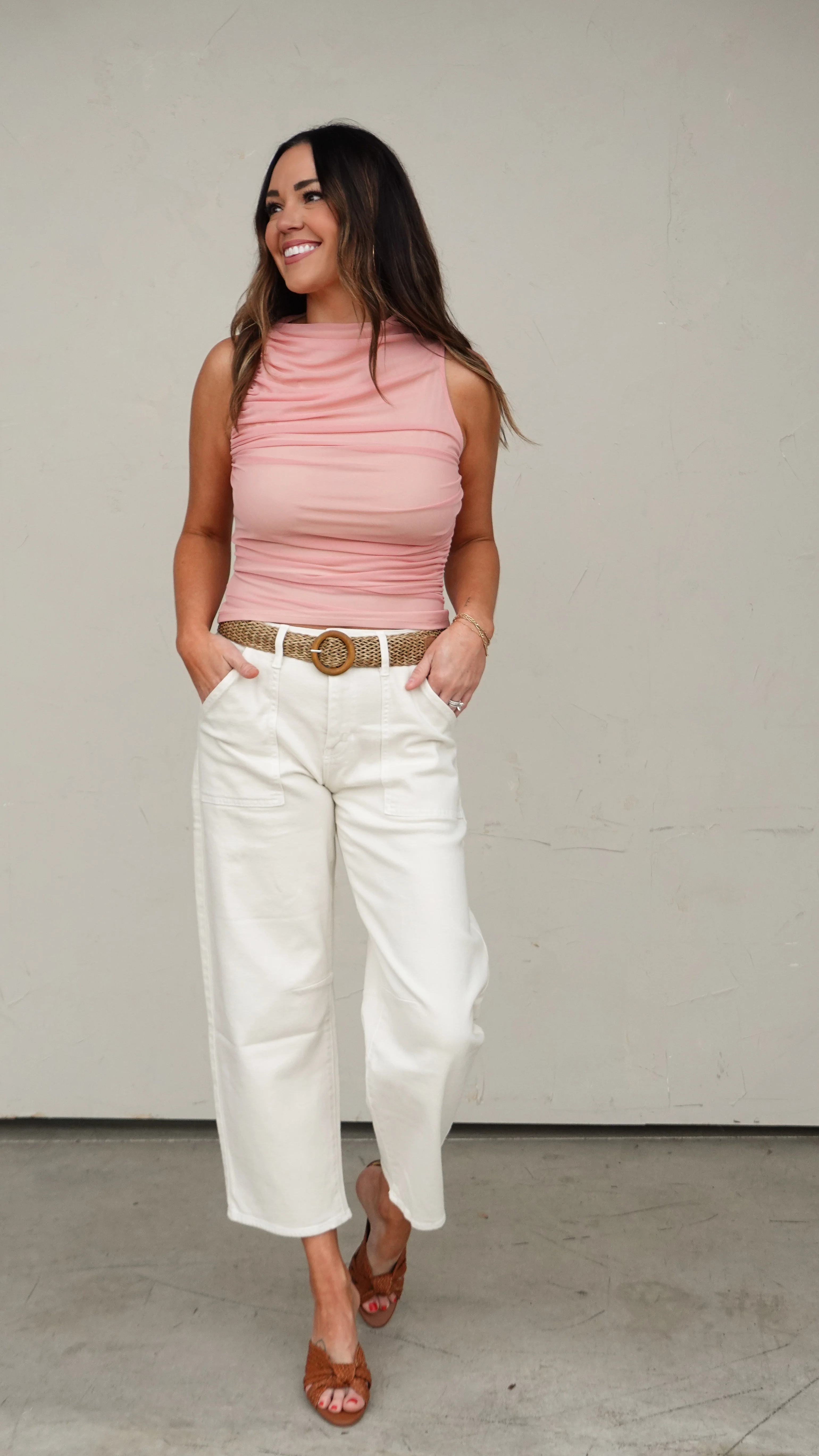 Rose Pink Mesh Tank Top - Image 8