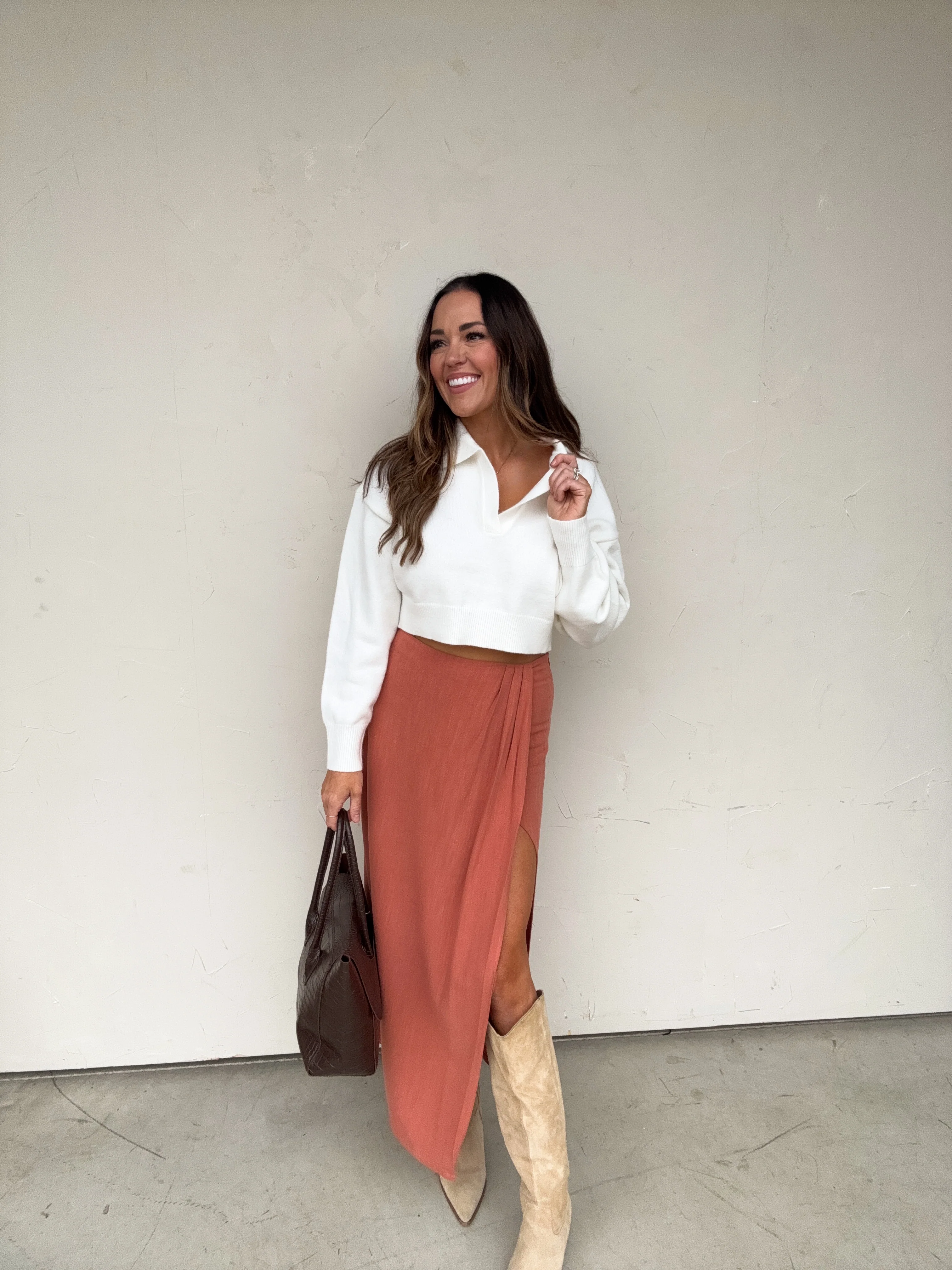 Rust Linen Wrap Skirt - Image 2