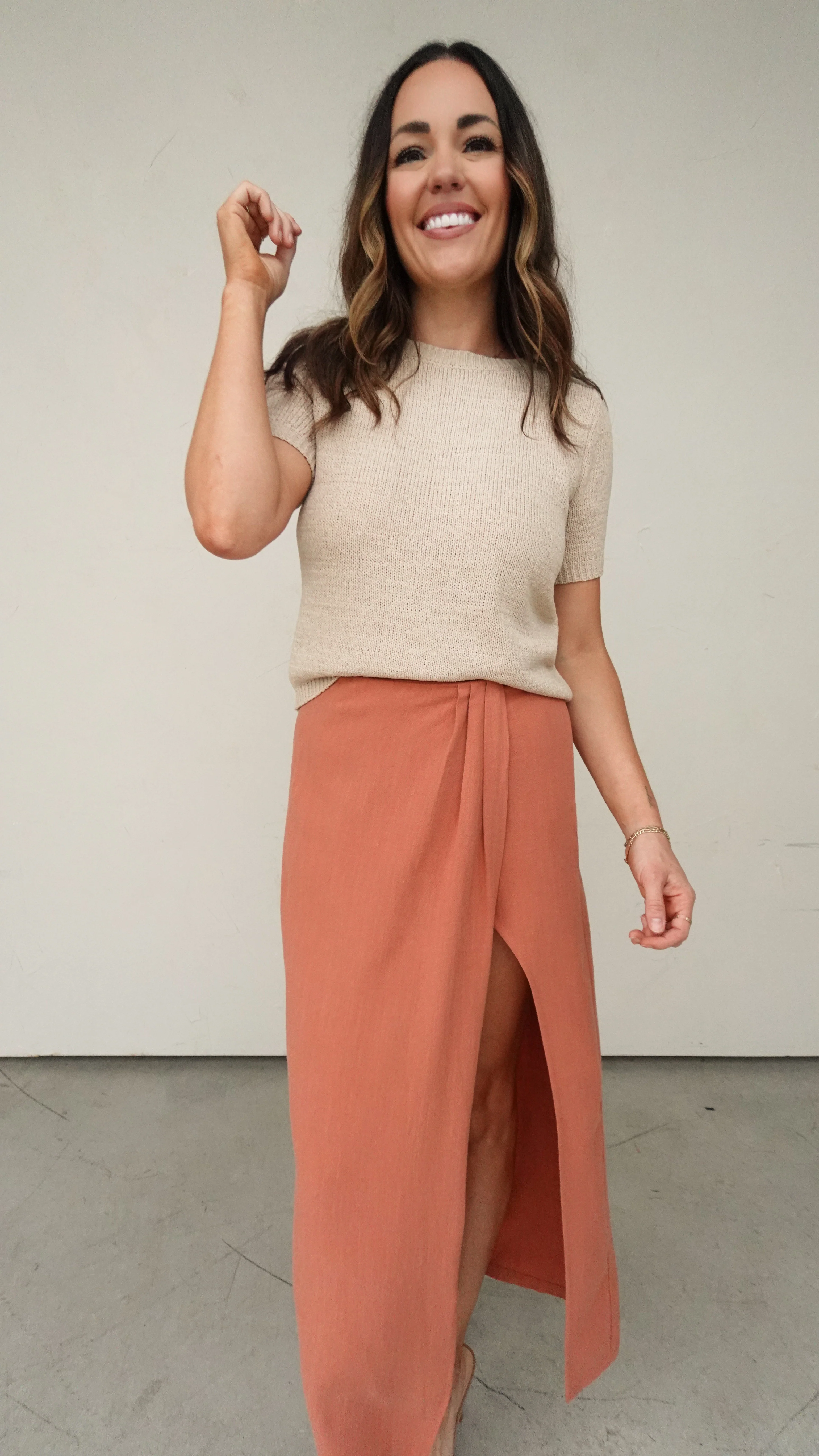 Rust Linen Wrap Skirt - Image 6
