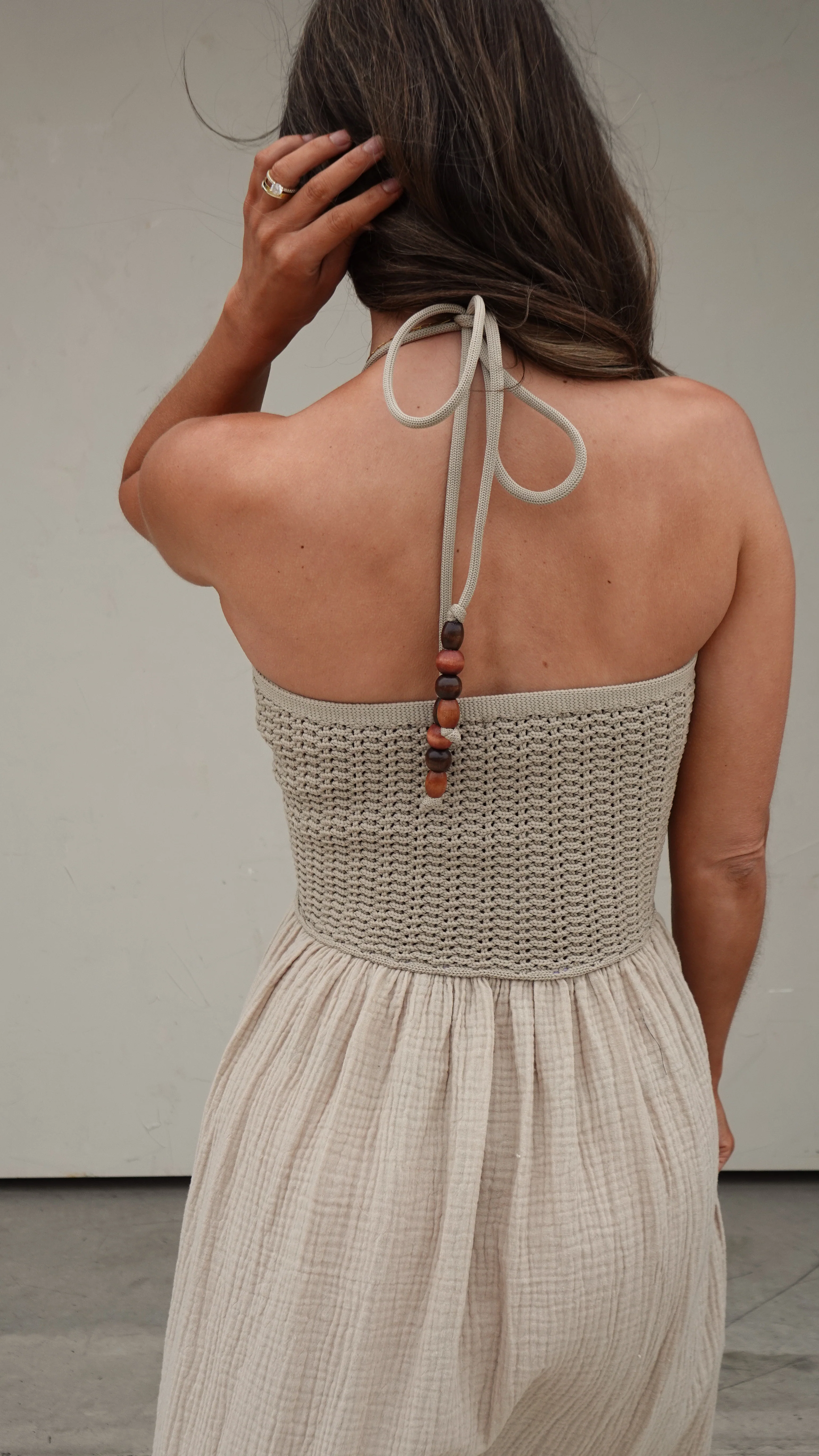 Sand Maxi with Crochet/Bead Detail - Image 5