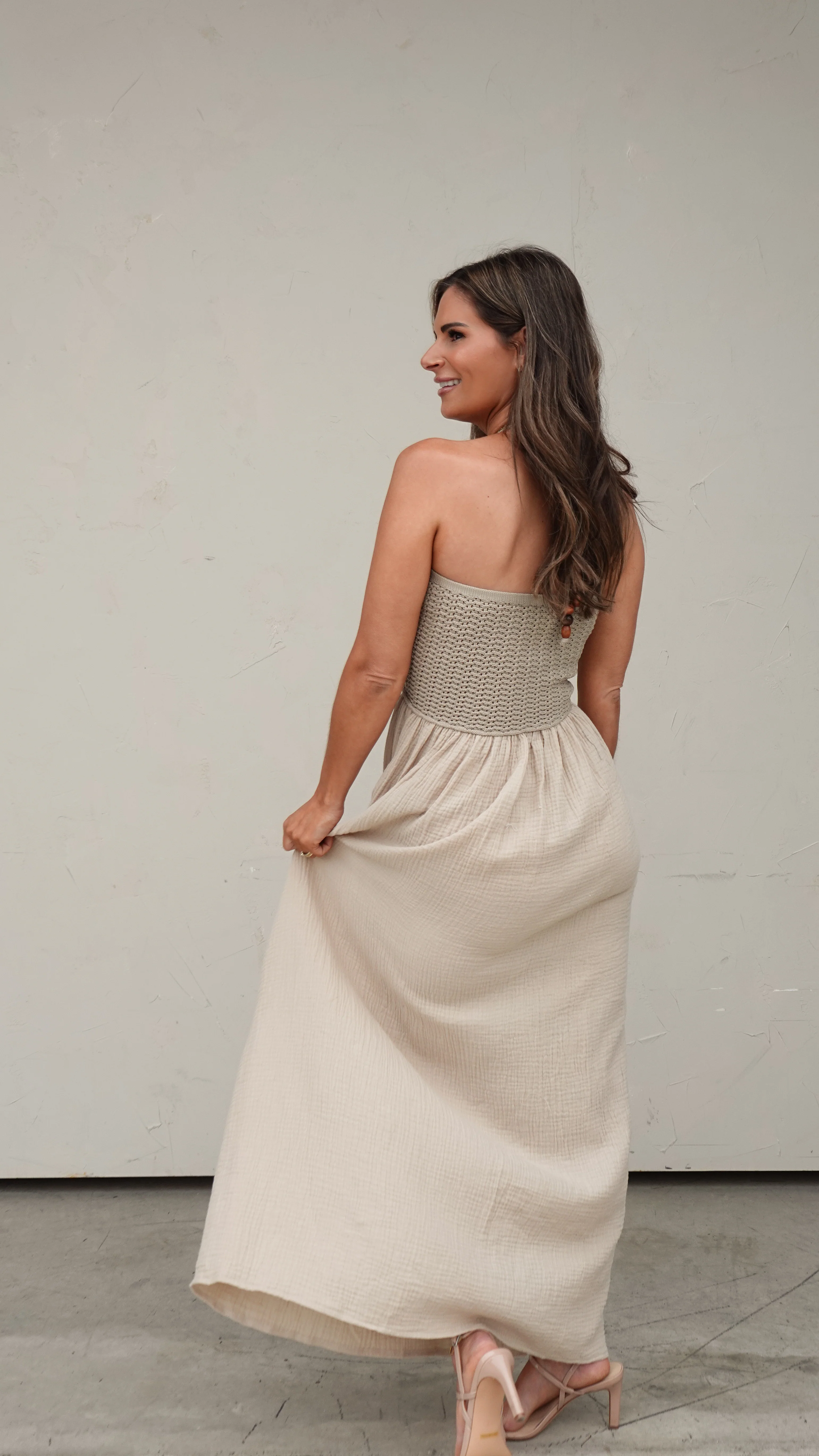 Sand Maxi with Crochet/Bead Detail - Image 6