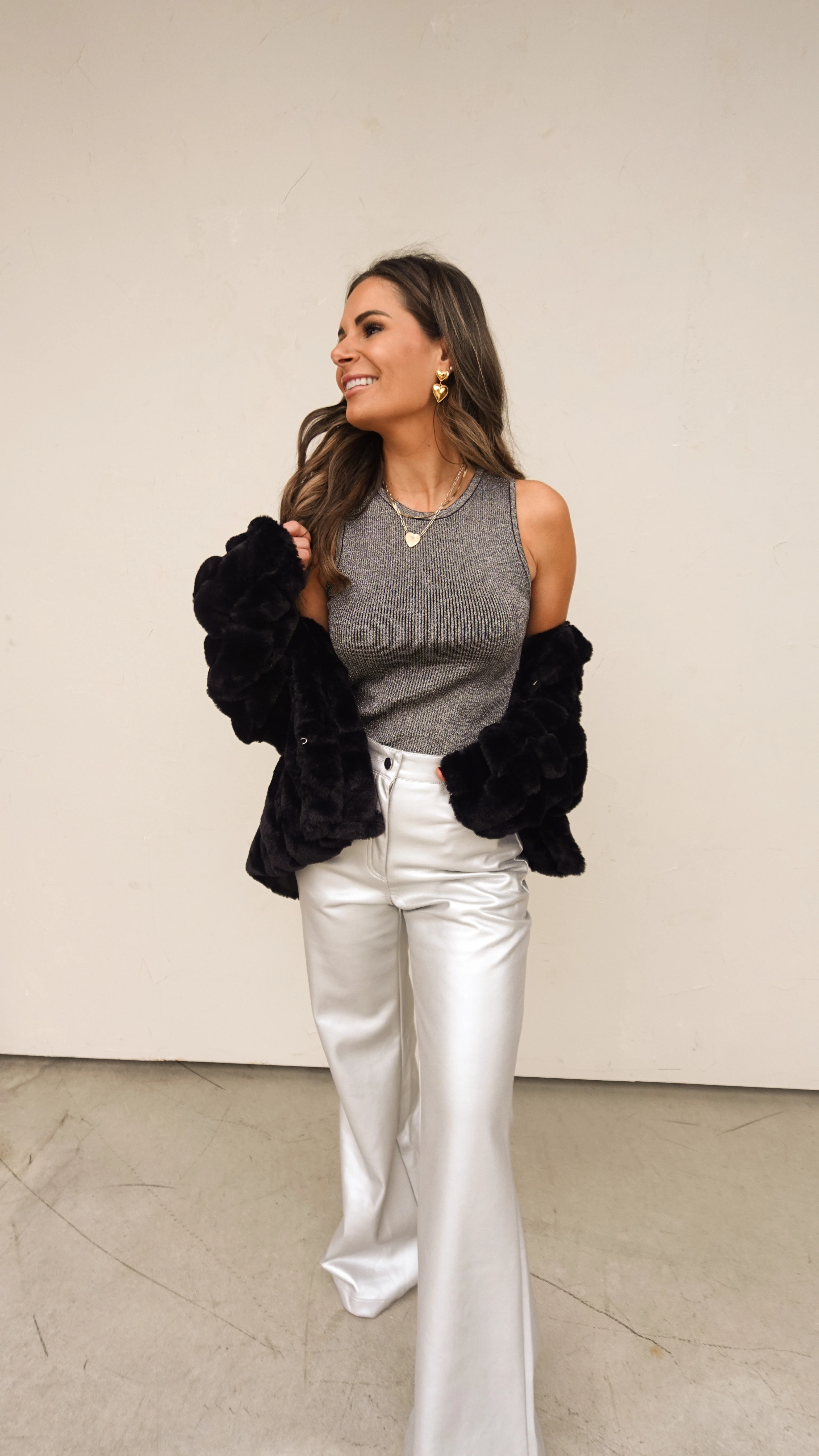 Silver Metallic Ribbed Bodysuit - Image 6