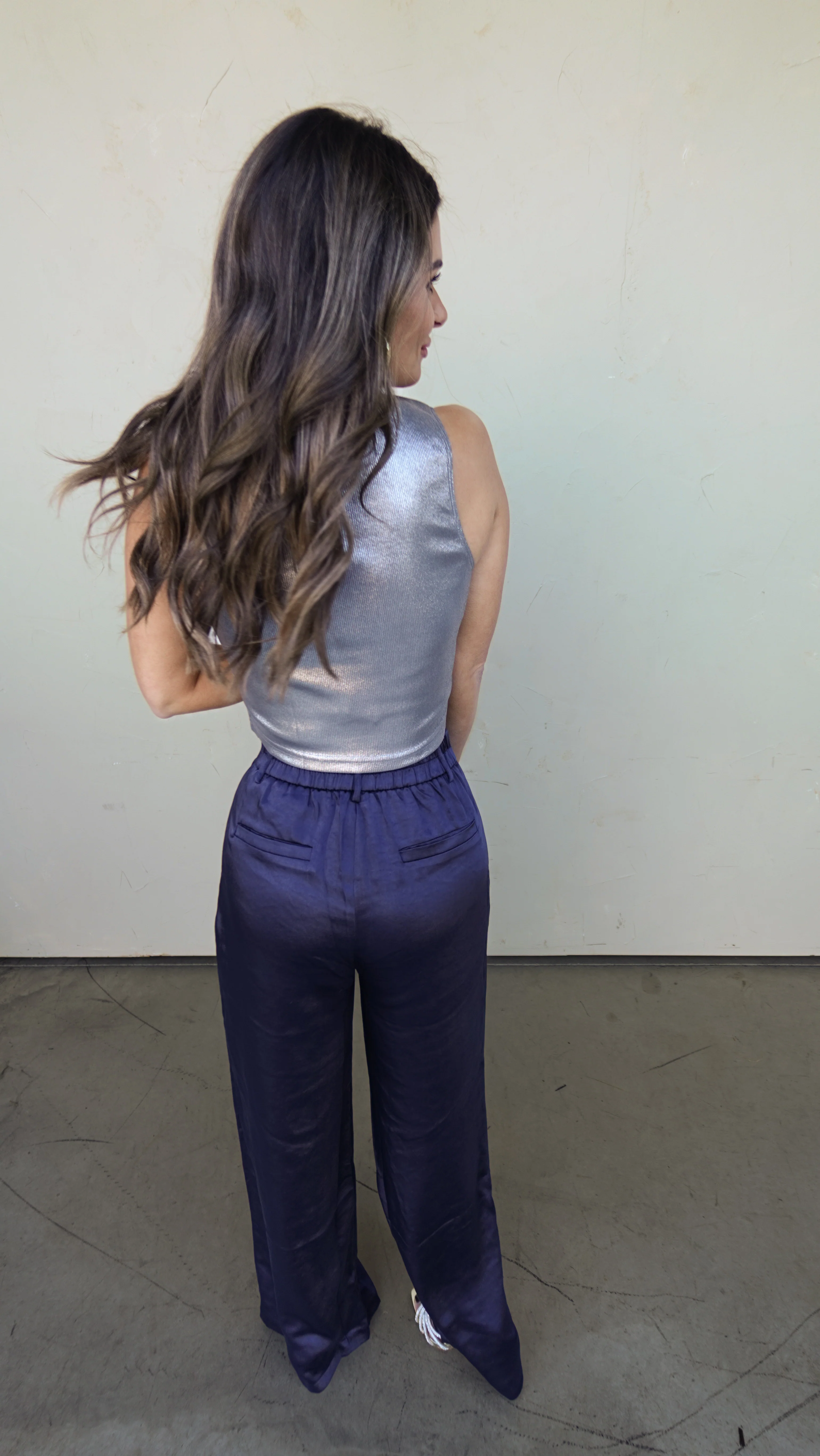 Silver Metallic Ribbed Tank - Image 7