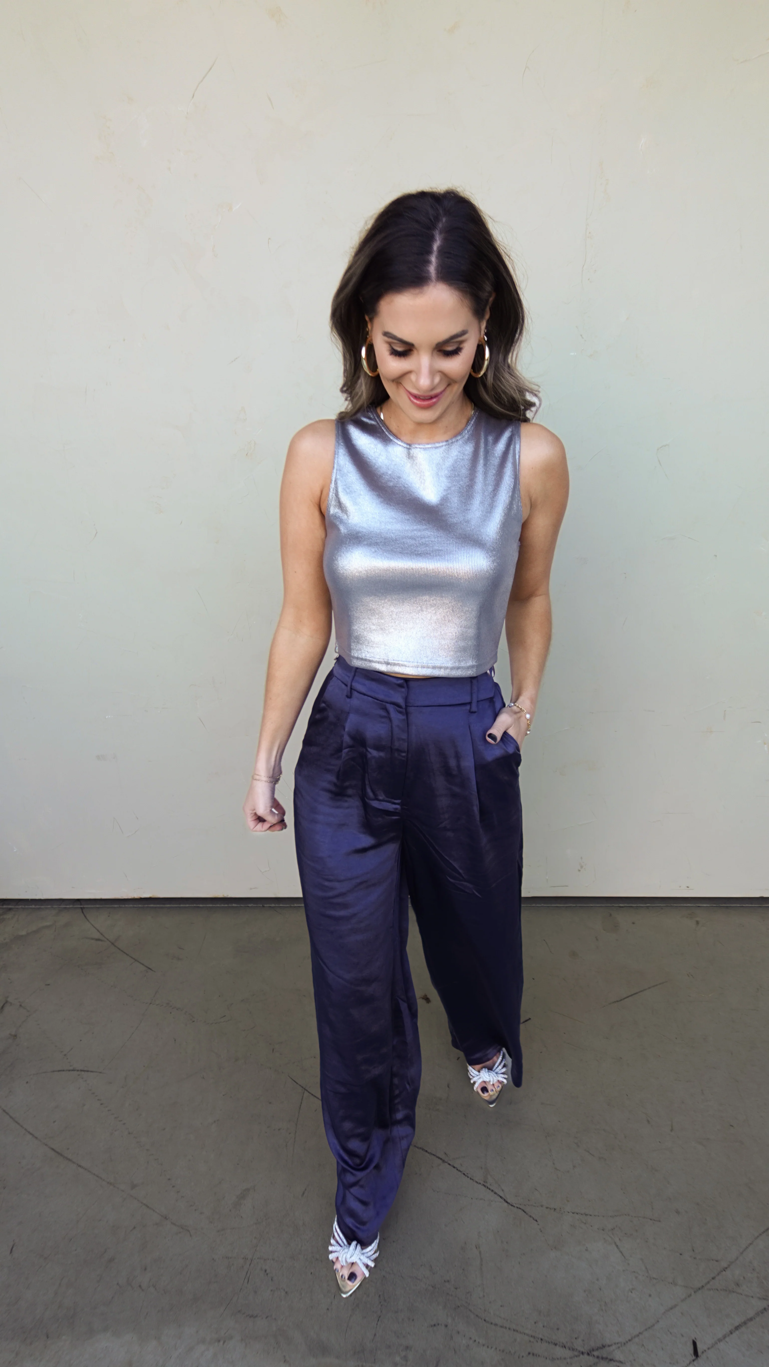 Silver Metallic Ribbed Tank - Image 9