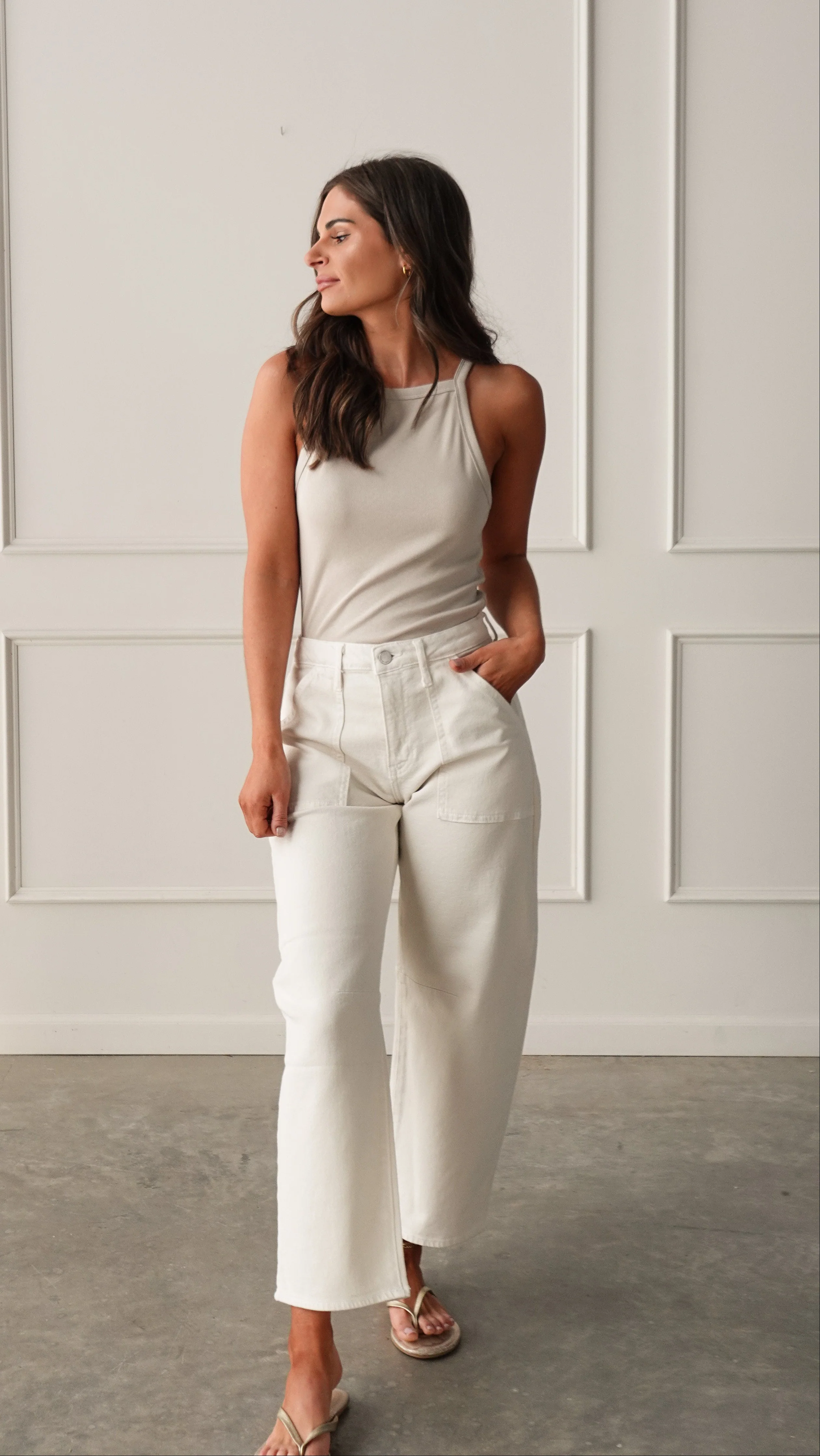 Stone High-Neck Ribbed Tank - Image 6