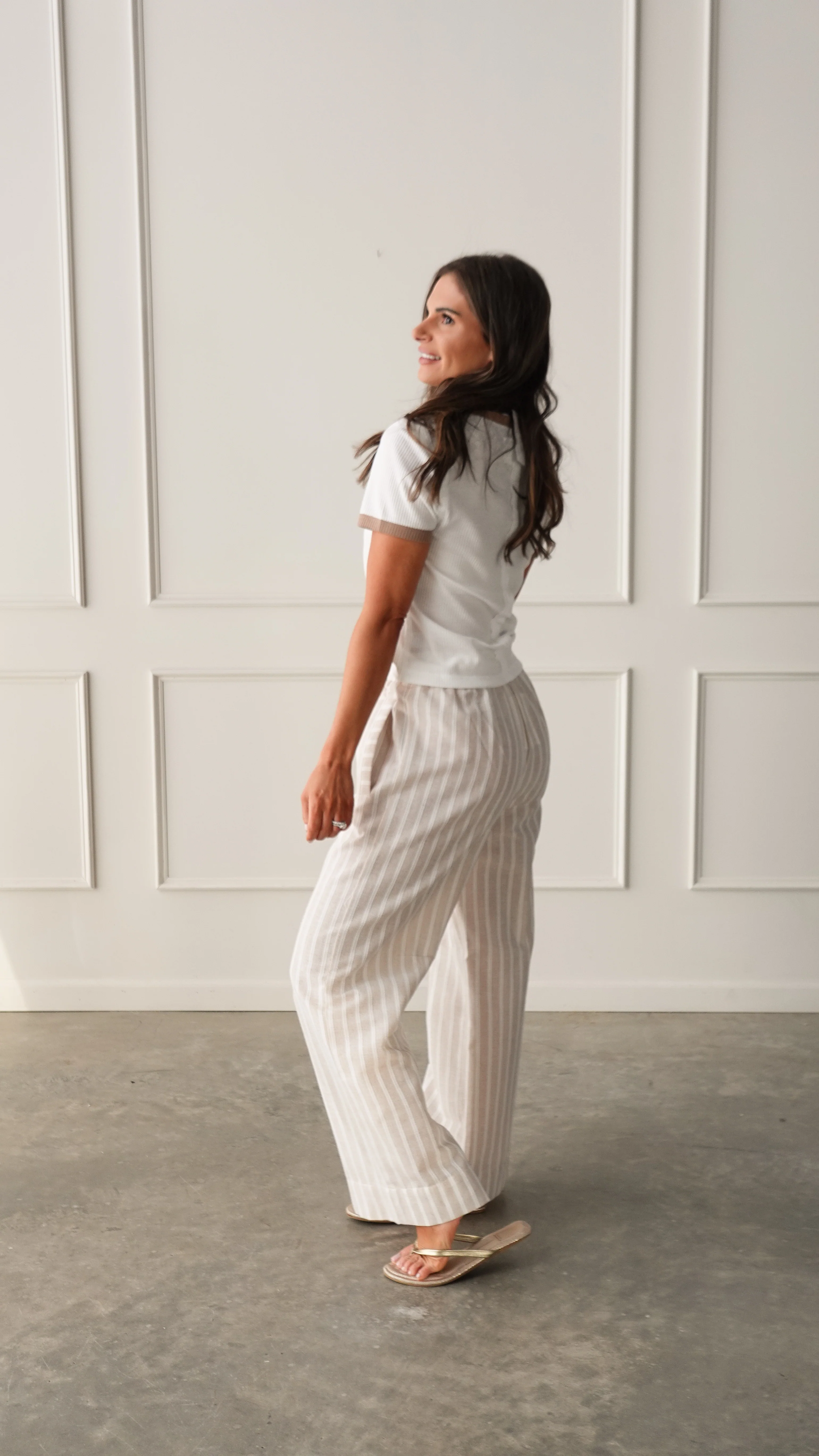 Striped Drawstring Wide Leg Pant - Image 4