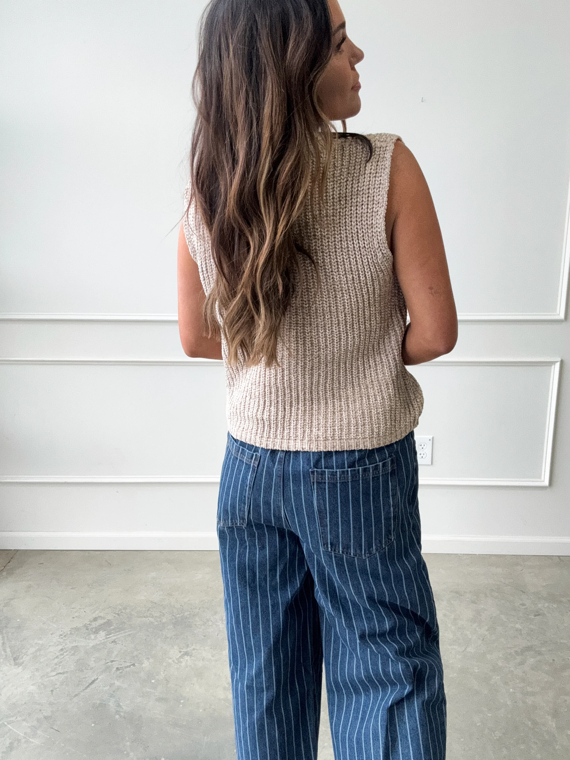 Tan Knit Sweater Vest - Image 3