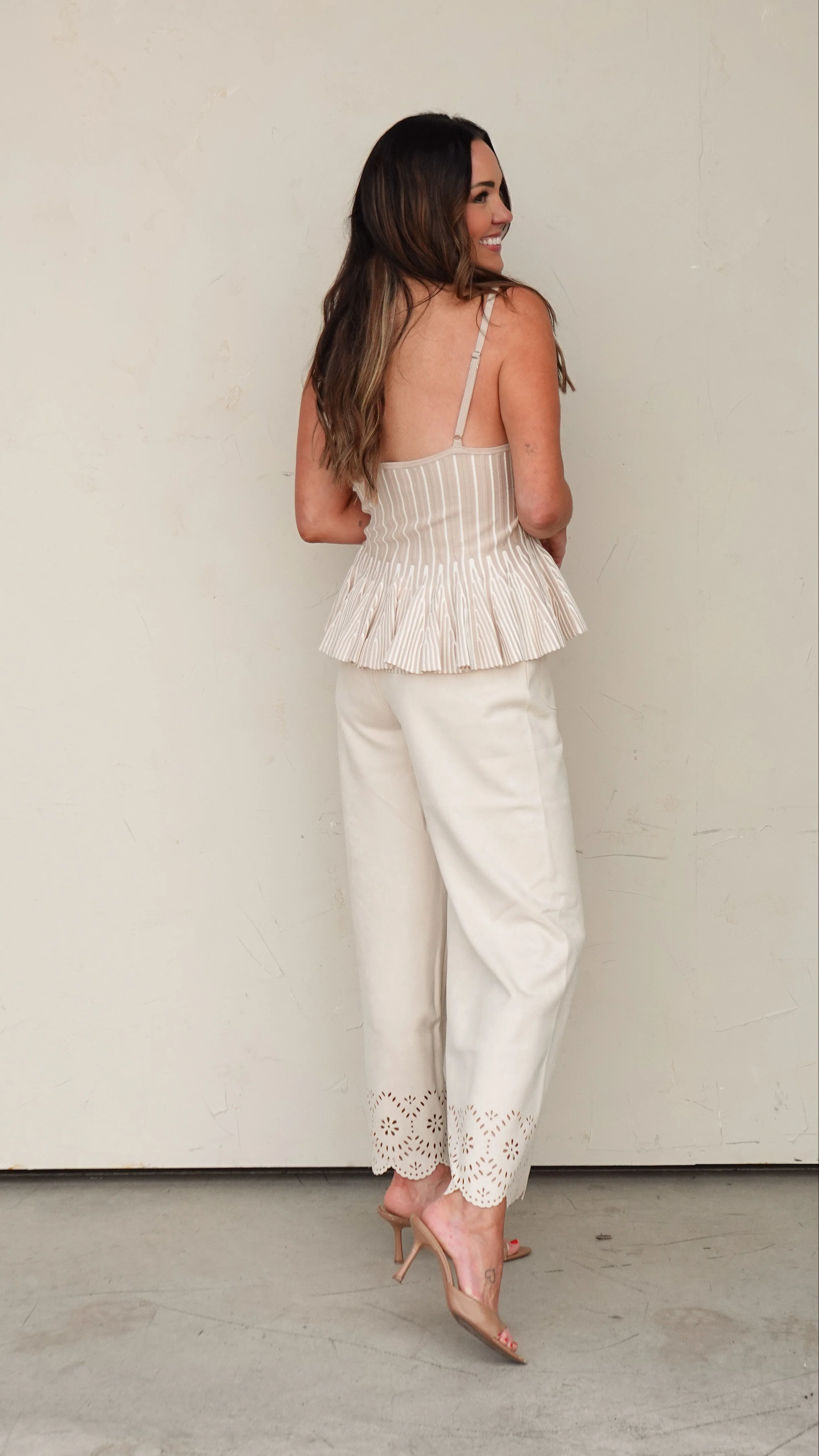 Taupe Knit Peplum Tank - Image 7