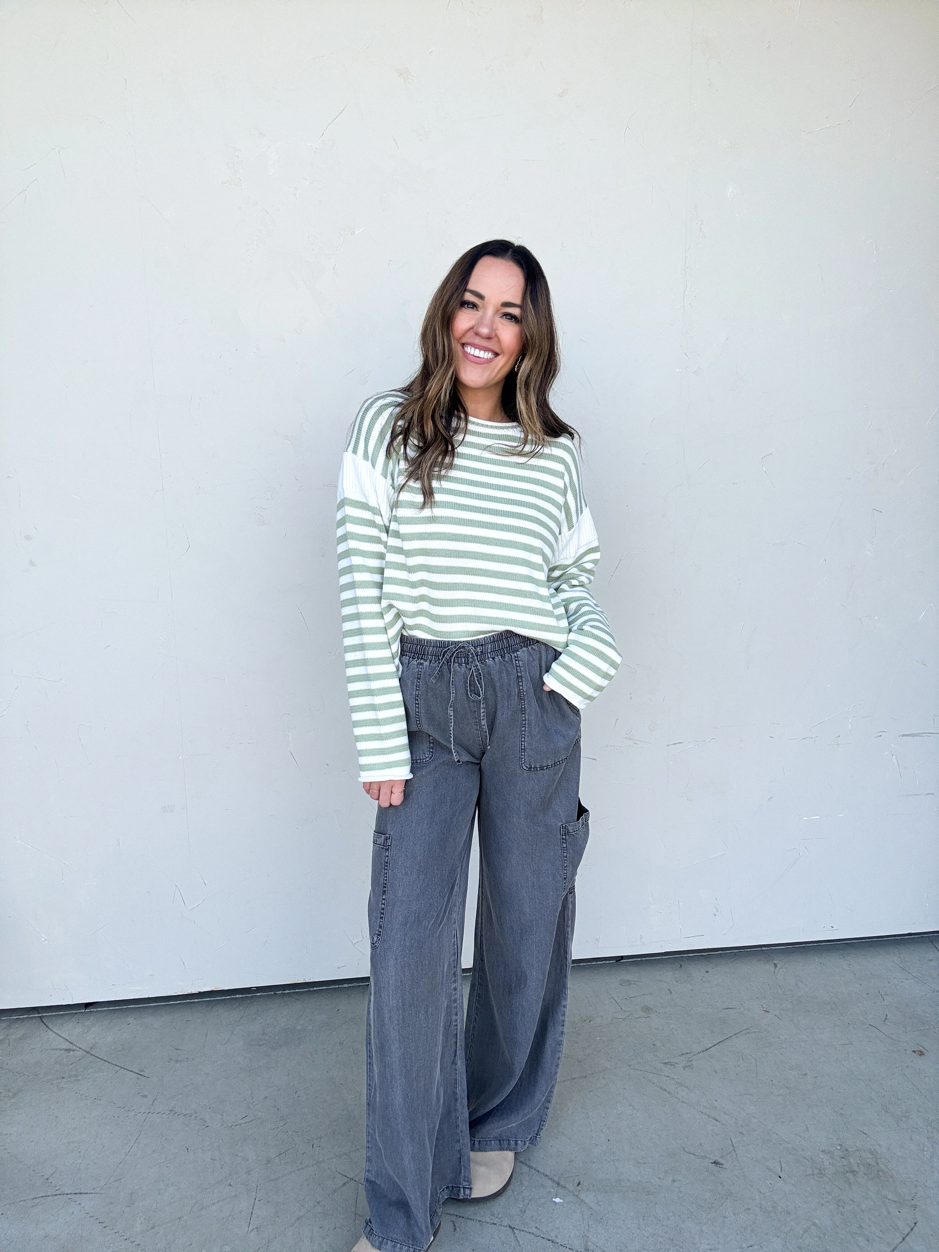 Washed Black Wide Leg Drawstring Pant - Image 6