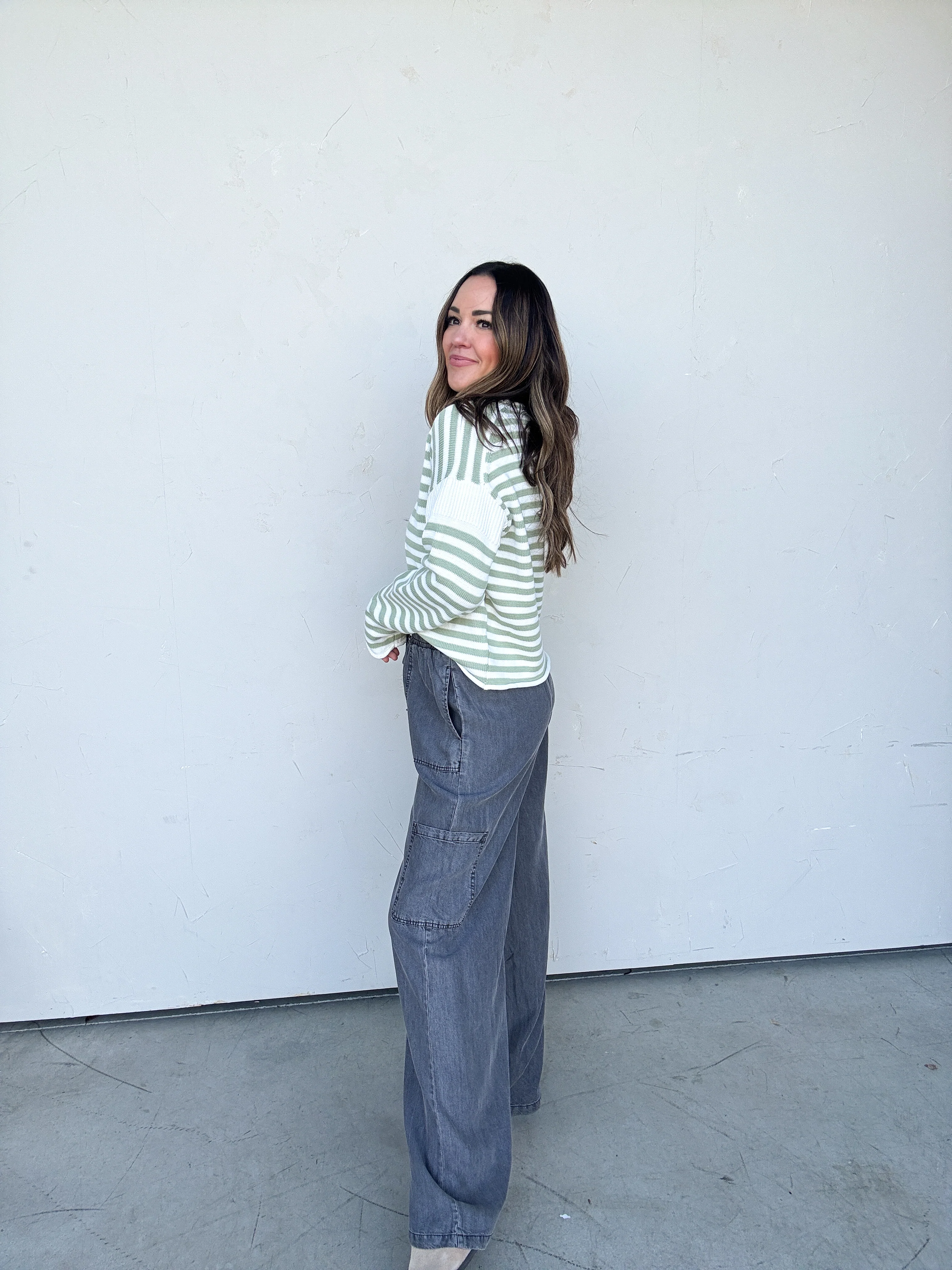Washed Black Wide Leg Drawstring Pant - Image 8