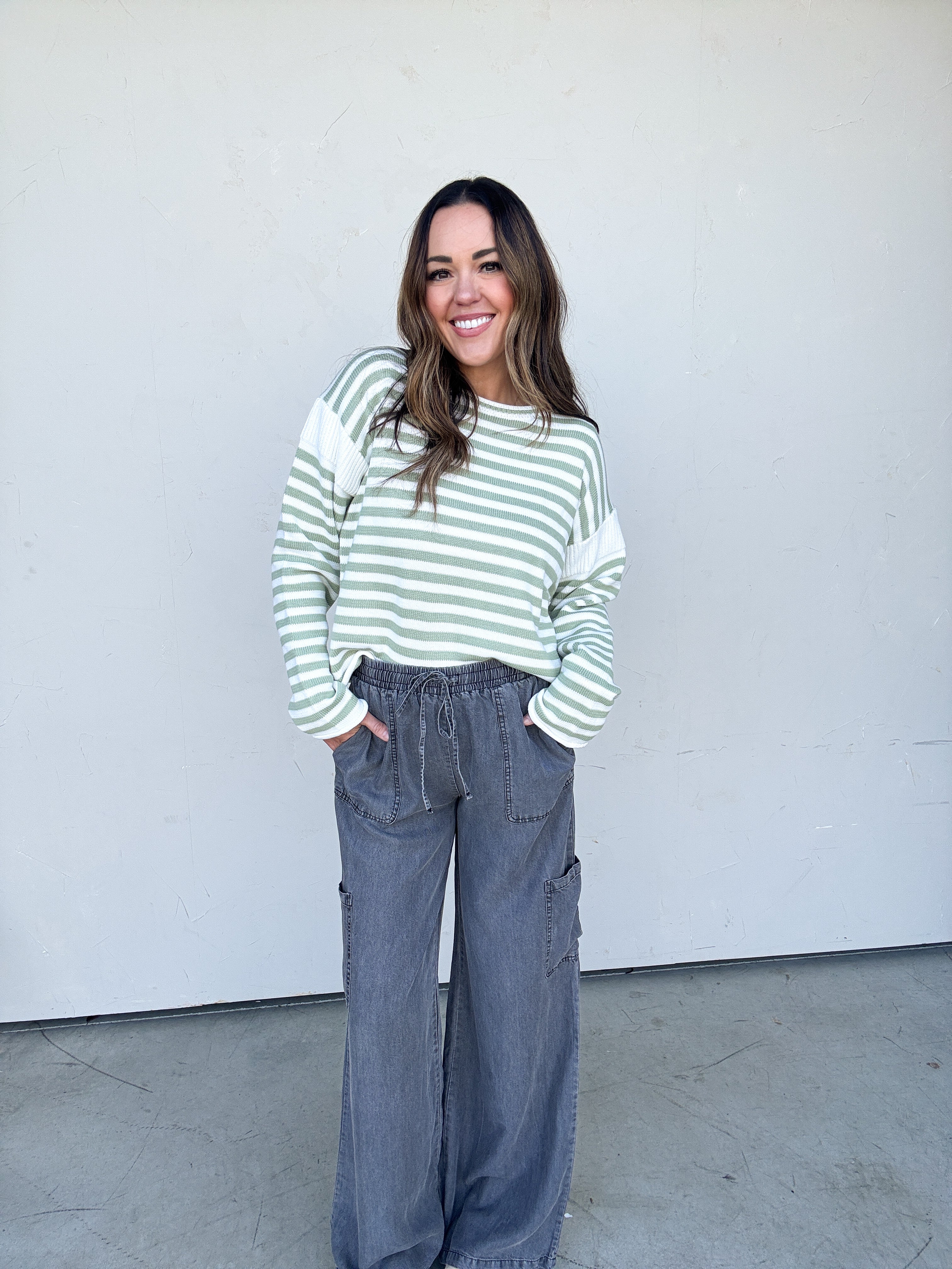 Washed Black Wide Leg Drawstring Pant - Image 9