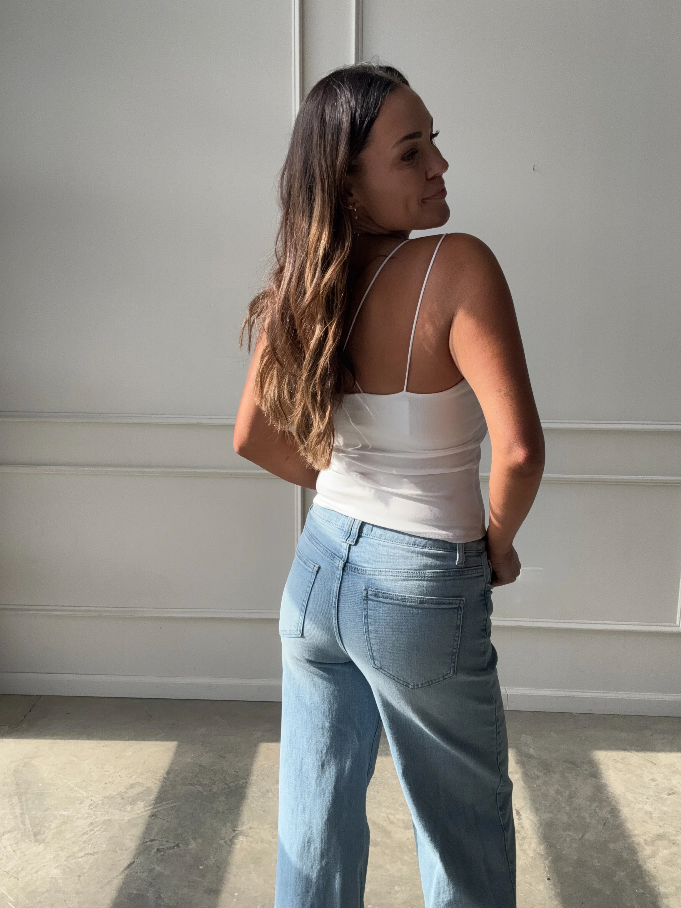 White Cami with Built-In Bra - Image 3