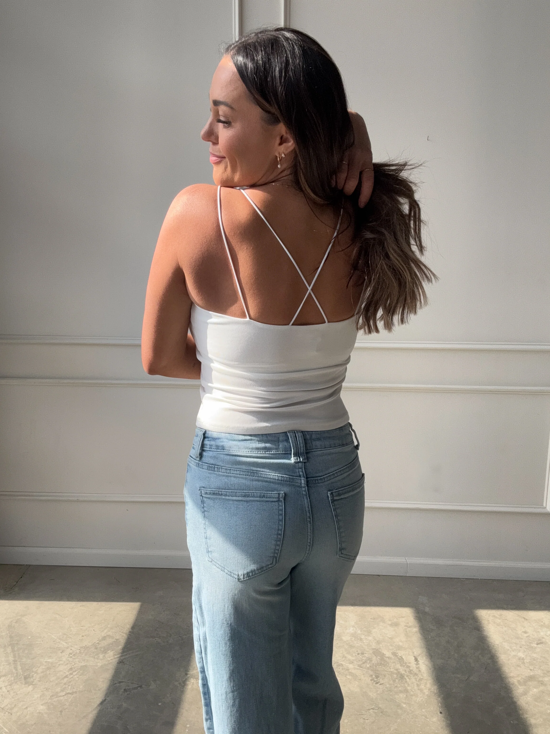 White Cami with Built-In Bra - Image 6