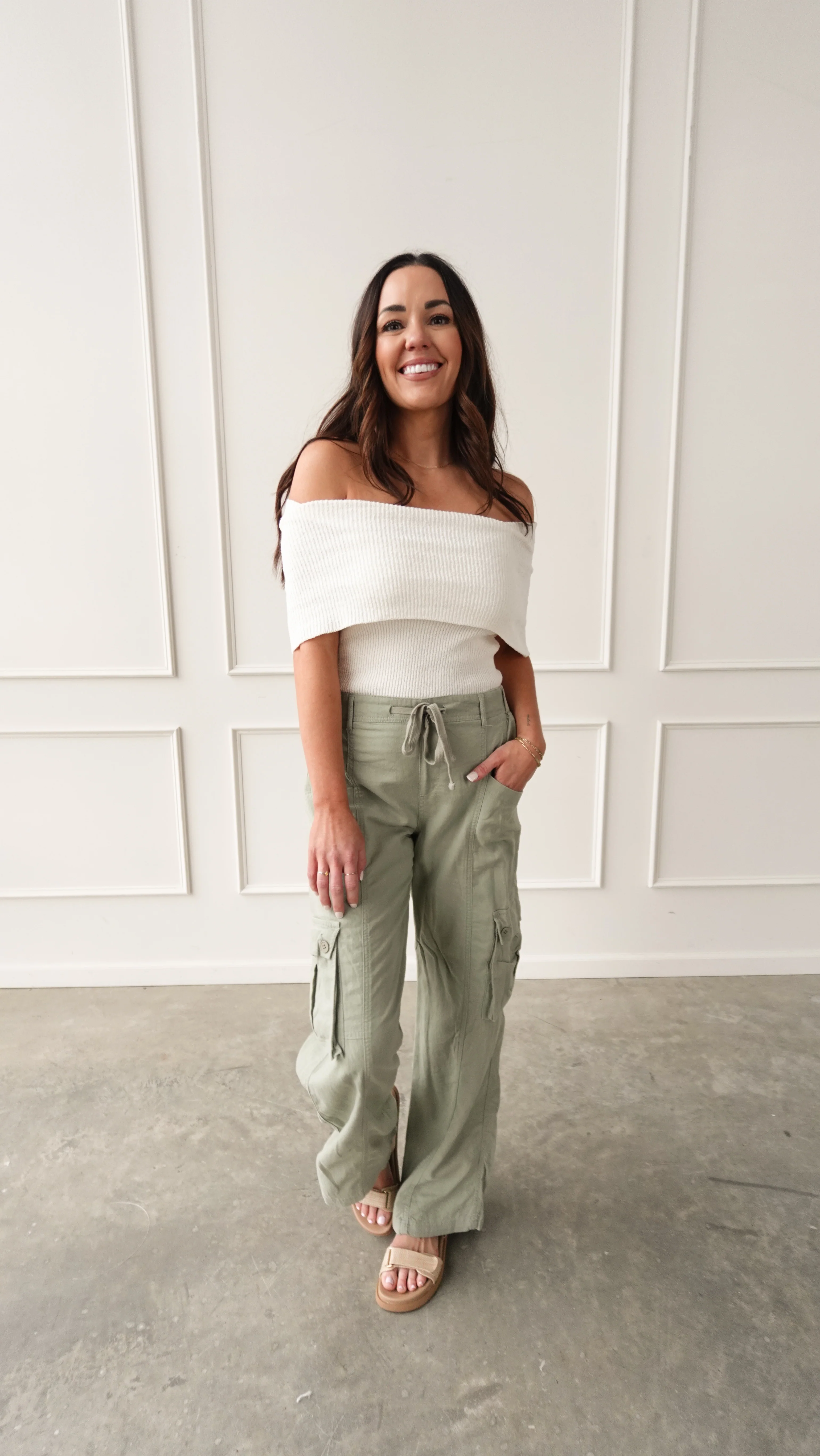 White Off-Shoulder Knit Top - Image 3