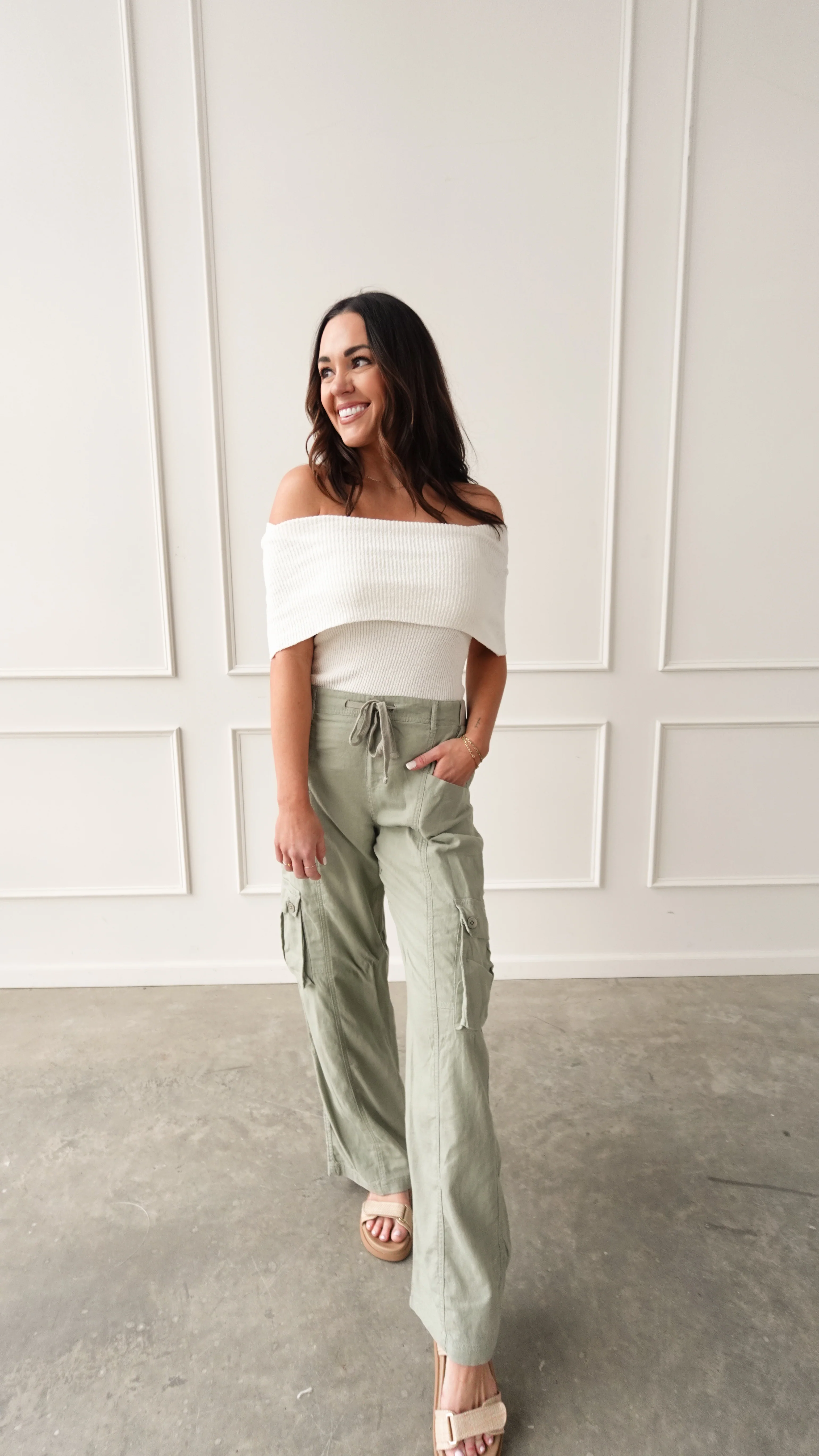 White Off-Shoulder Knit Top - Image 4