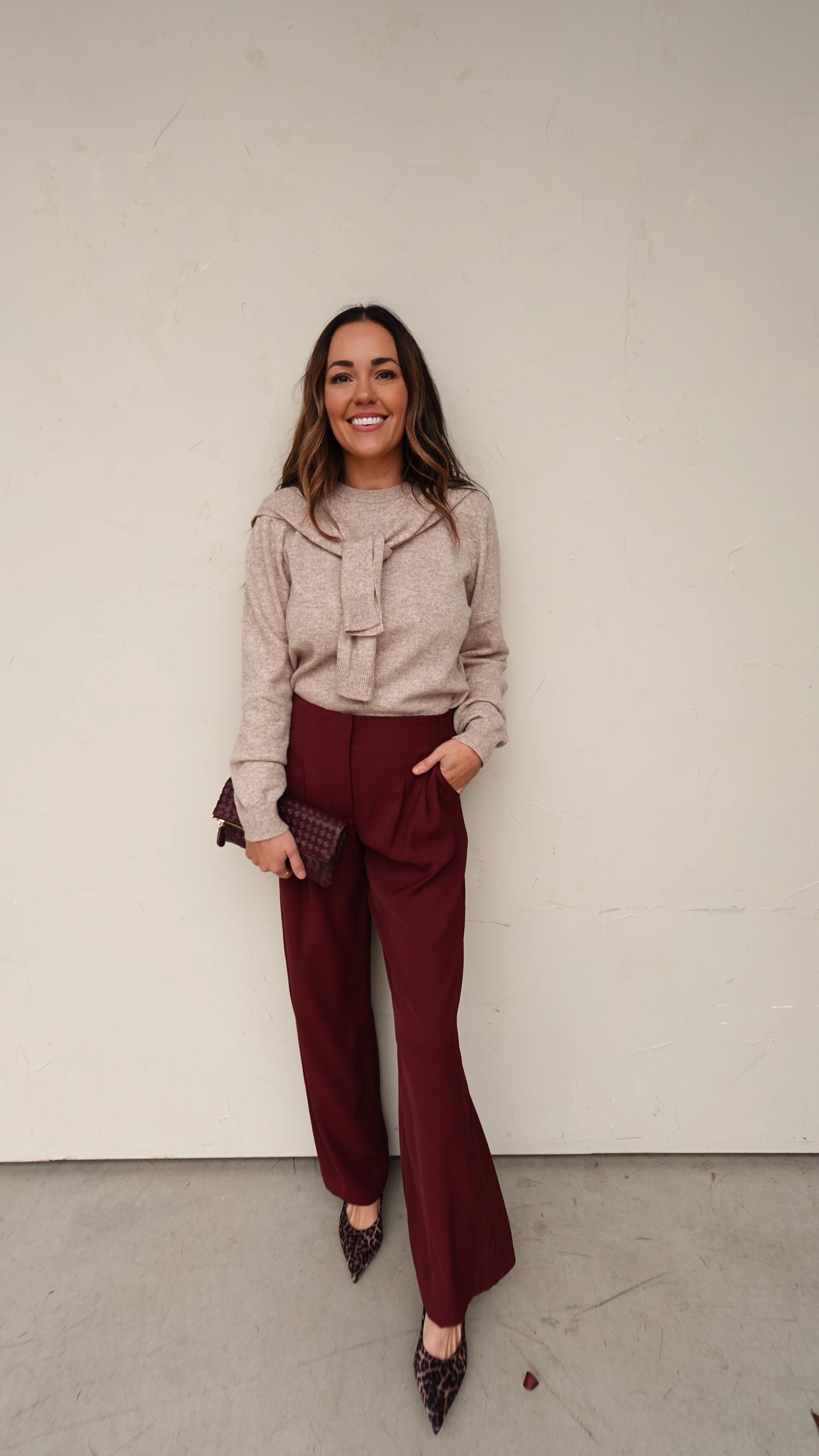 Wide Leg Trouser - Burgundy - Image 5