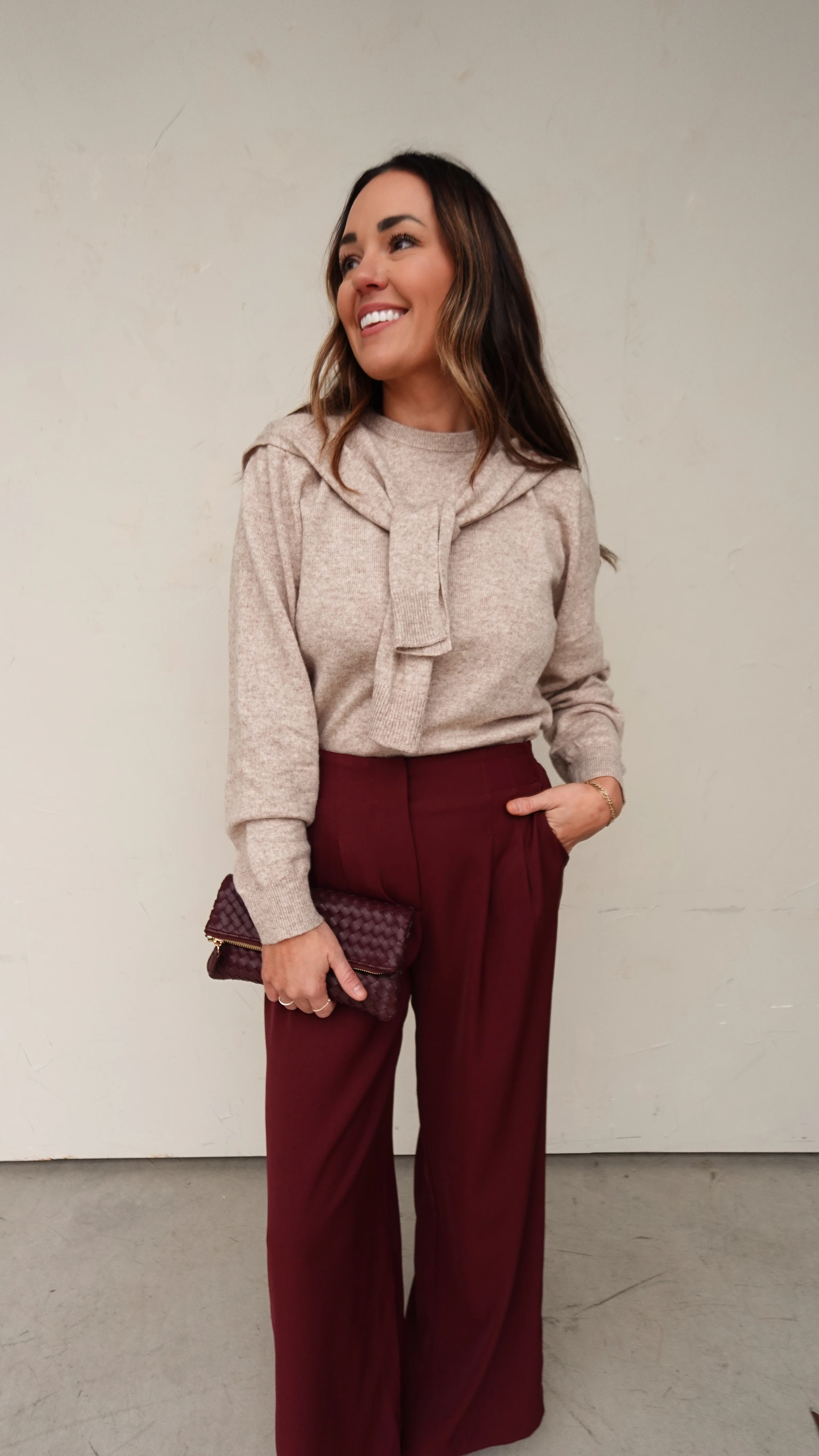 Wide Leg Trouser - Burgundy - Image 6