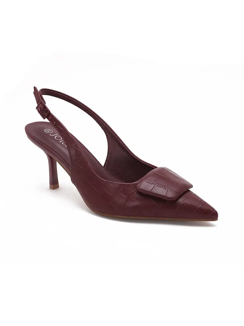Wine Red Slingback Kitten Heel - Image 4