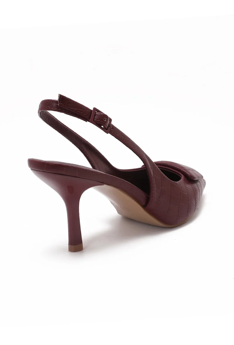 Wine Red Slingback Kitten Heel - Image 5