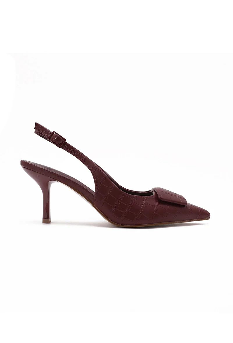 Wine Red Slingback Kitten Heel - Image 6