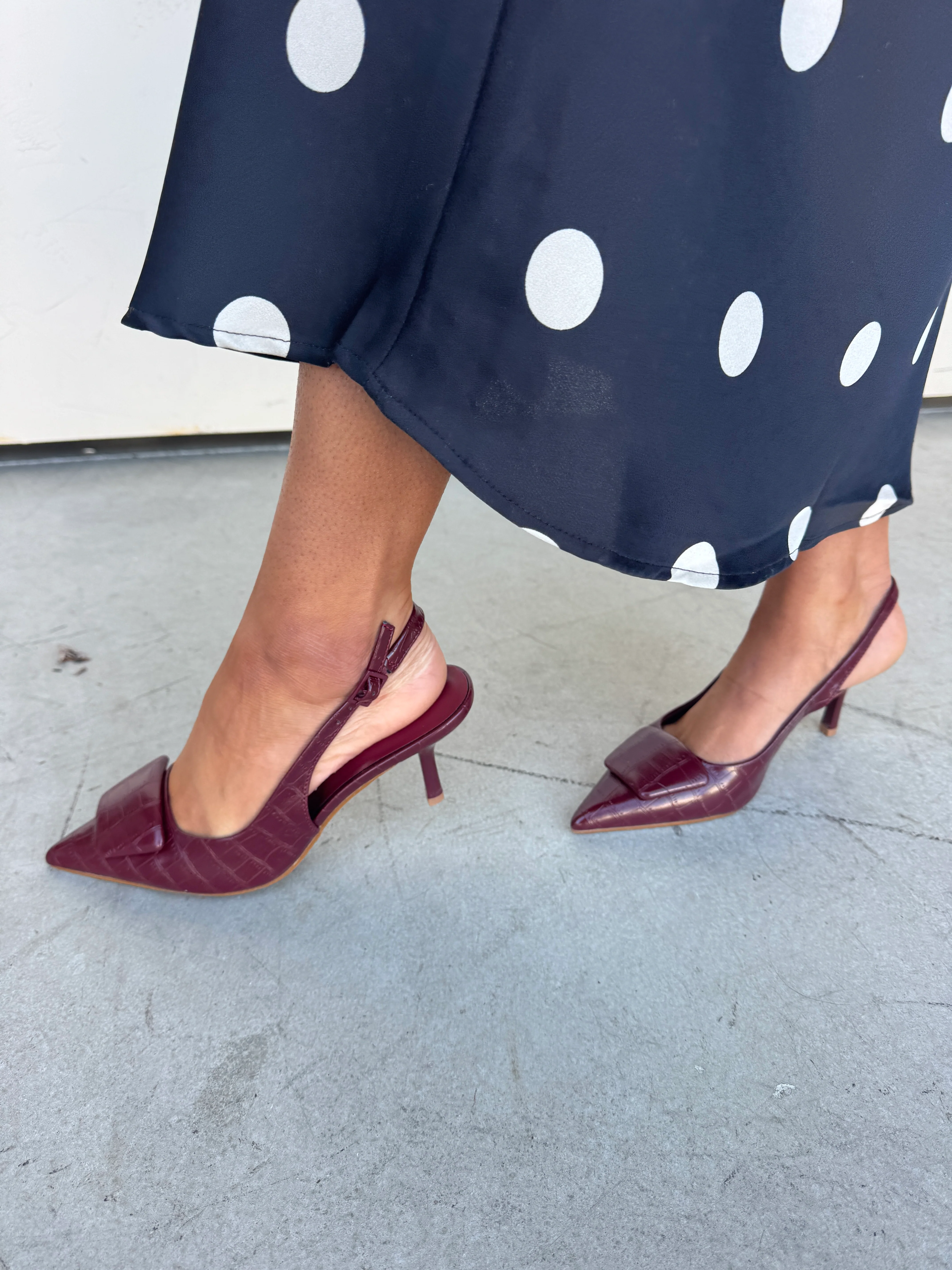 Wine Red Slingback Kitten Heel - Image 9